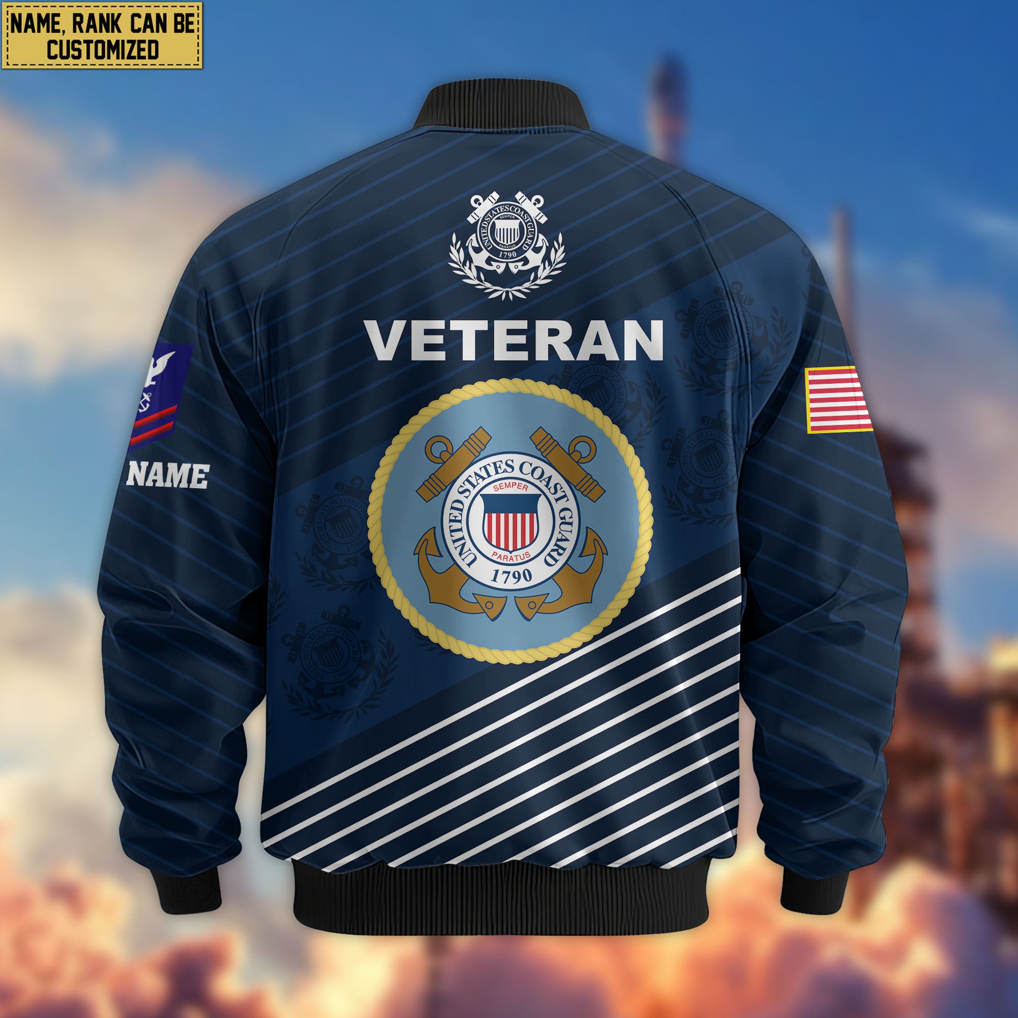 Premium Custom USCG Veteran Bomber Jacket VPVC804605, Gifts For Coast Guard Veteran, Gifts On Father's Day, Veterans Day.