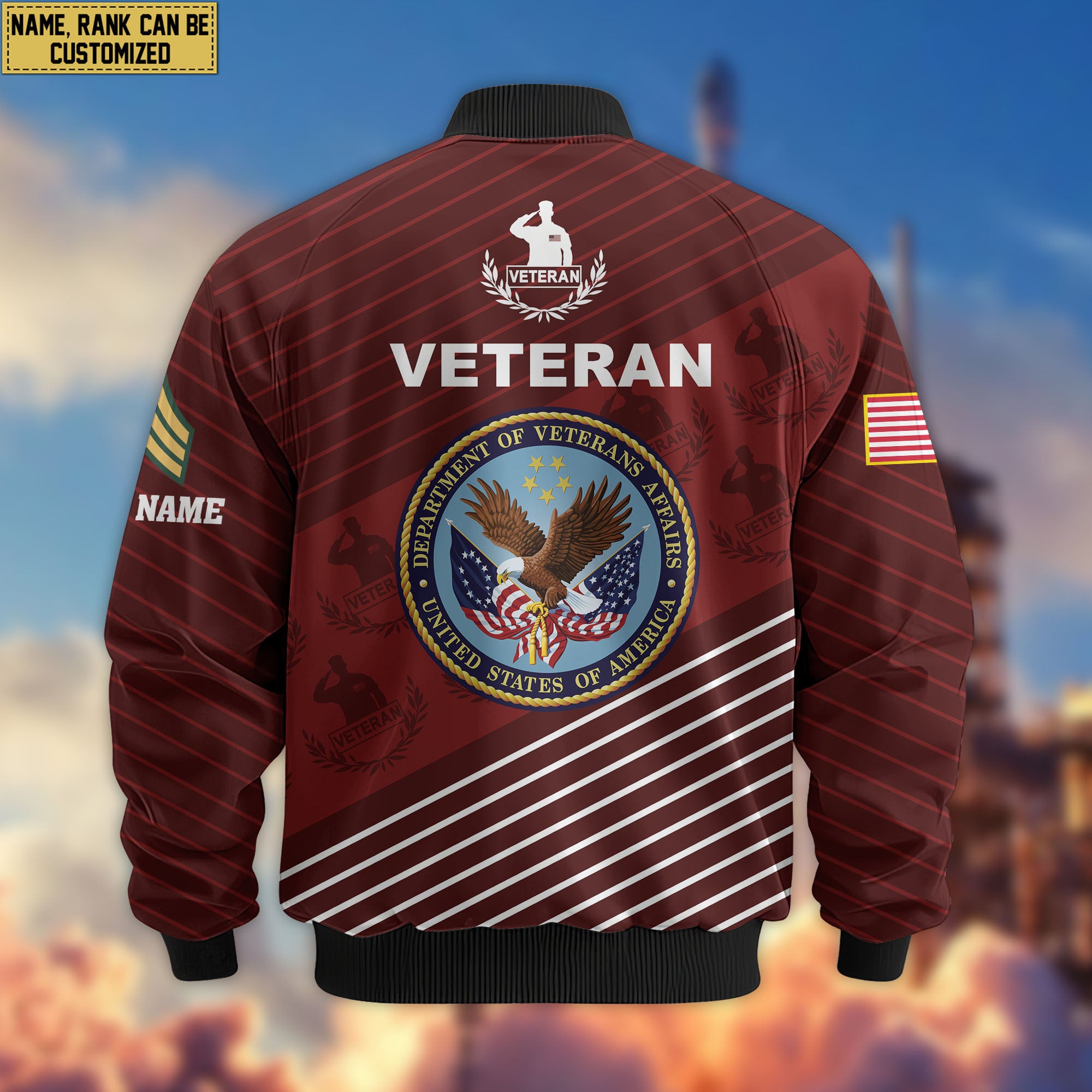 Premium Custom US Veteran Bomber Jacket VPVC804607, Gifts For US Veteran, Gifts On Father's Day, Veterans Day.