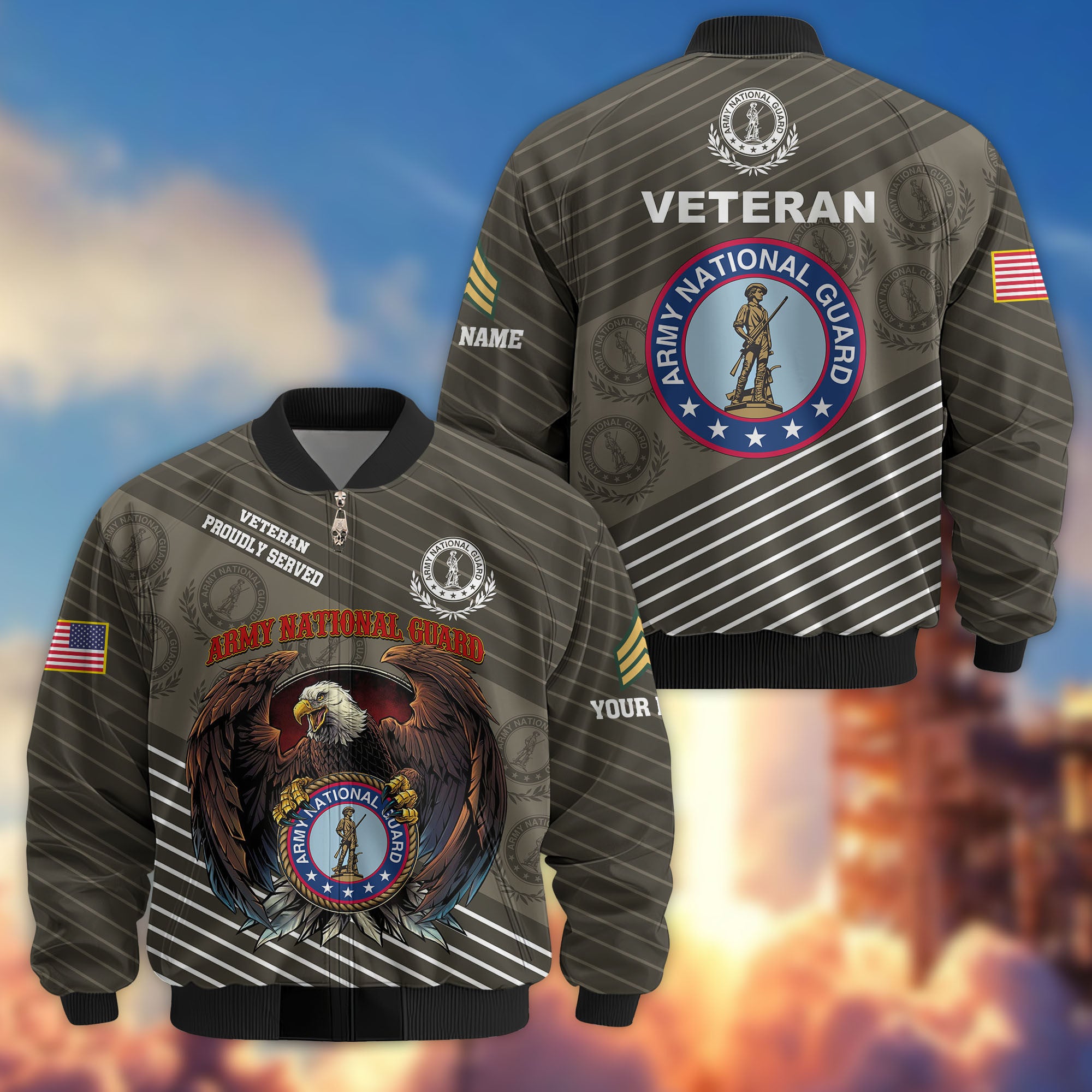 Premium Custom US Army National Guard Veteran Bomber Jacket VPVC804608, Gifts For Army National Guard Veteran, Gifts On Father's Day, Veterans Day.