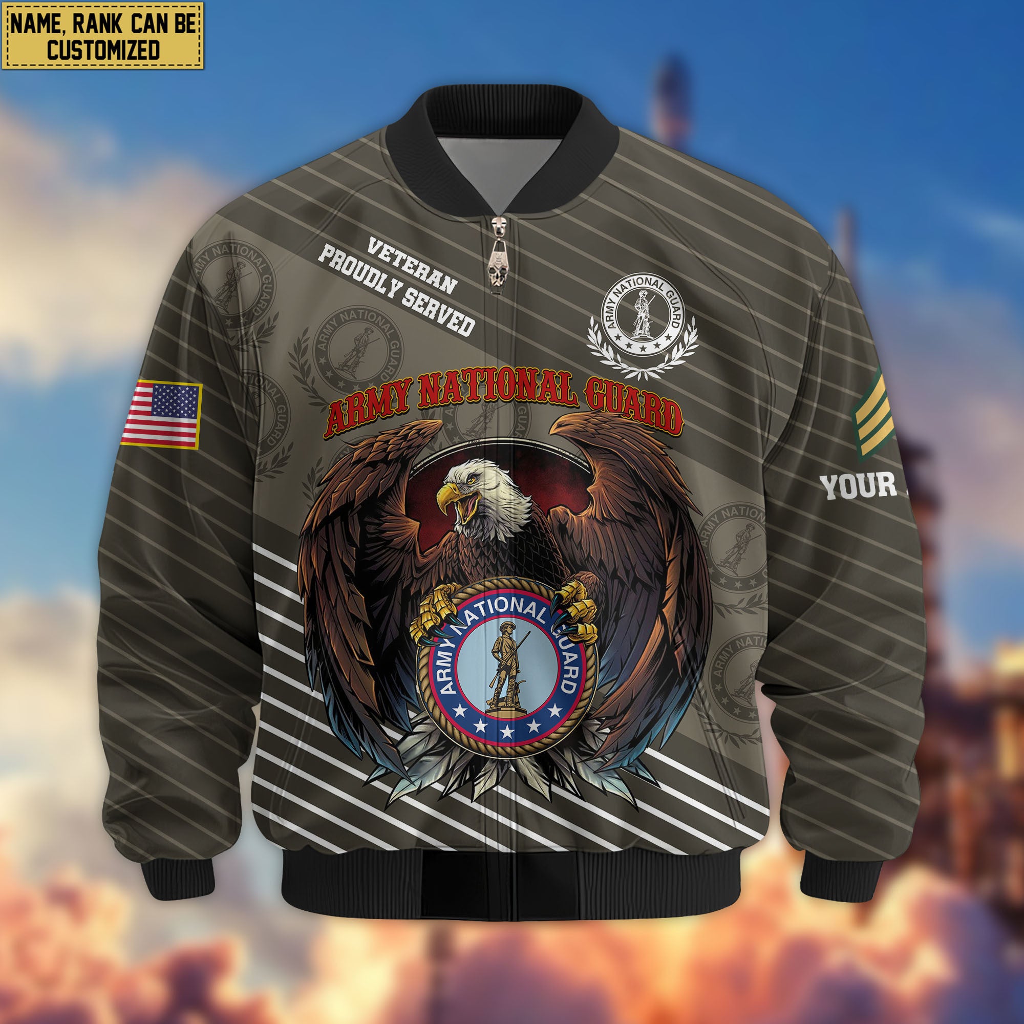 Premium Custom US Army National Guard Veteran Bomber Jacket VPVC804608, Gifts For Army National Guard Veteran, Gifts On Father's Day, Veterans Day.