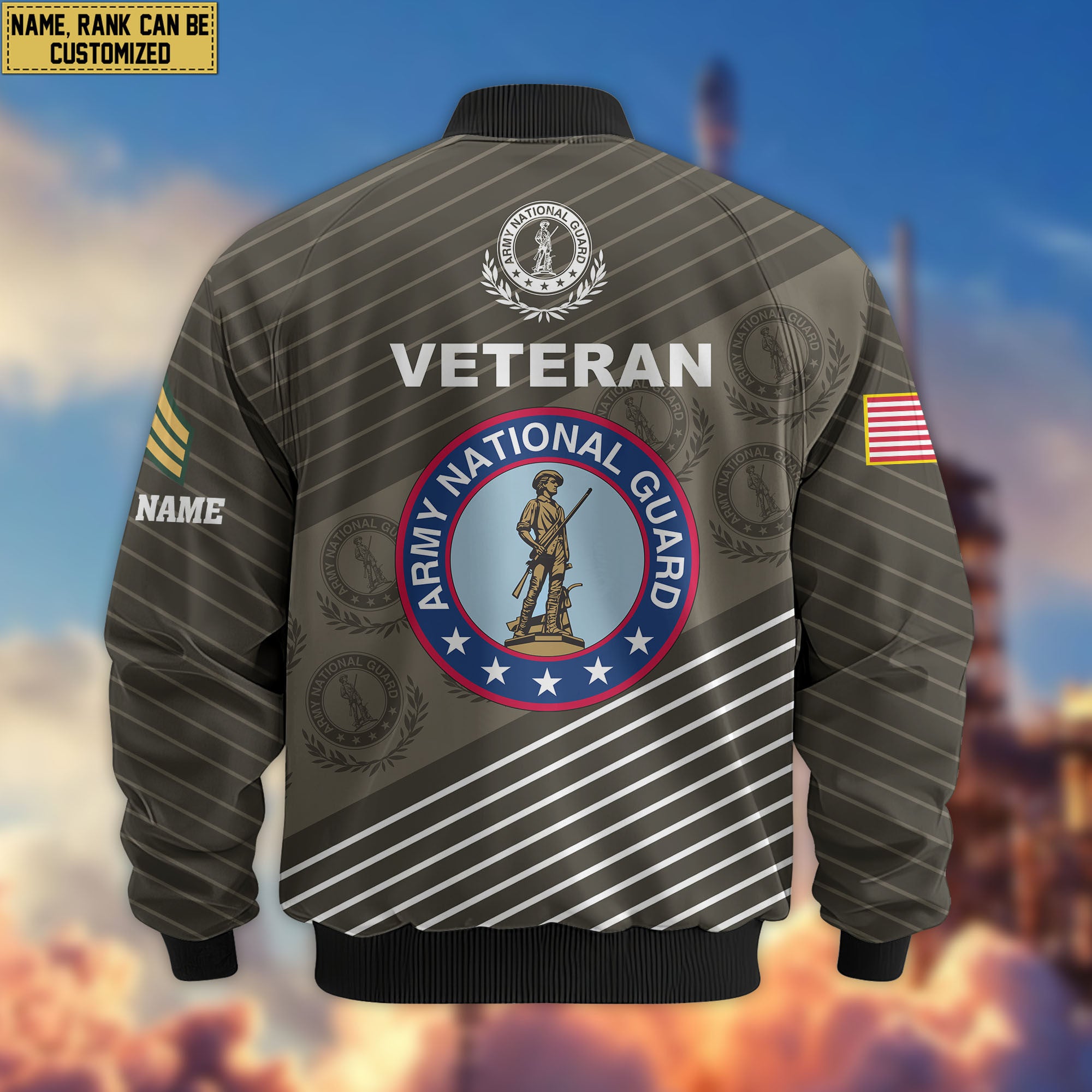 Premium Custom US Army National Guard Veteran Bomber Jacket VPVC804608, Gifts For Army National Guard Veteran, Gifts On Father's Day, Veterans Day.
