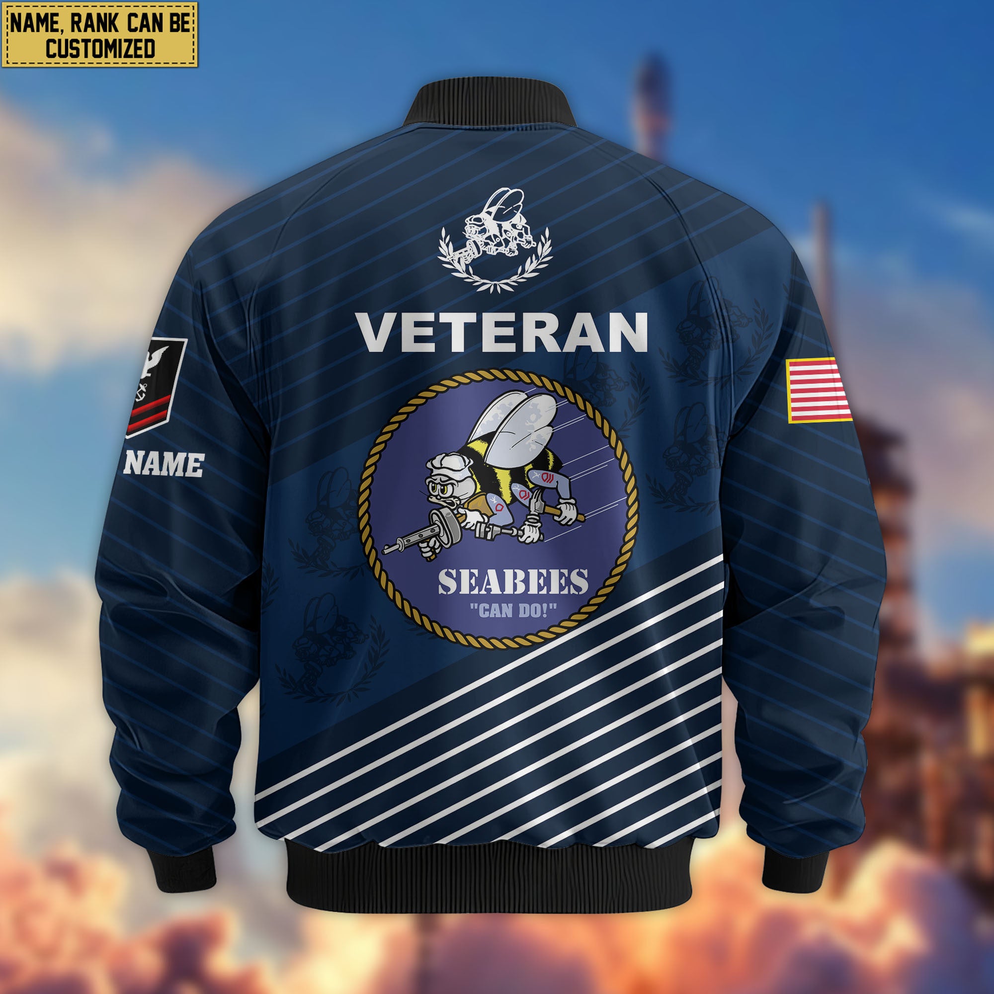 Premium Custom US Seabees Bomber Jacket VPVC804609, Gifts For Seabees Veteran, Gifts On Father's Day, Veterans Day.