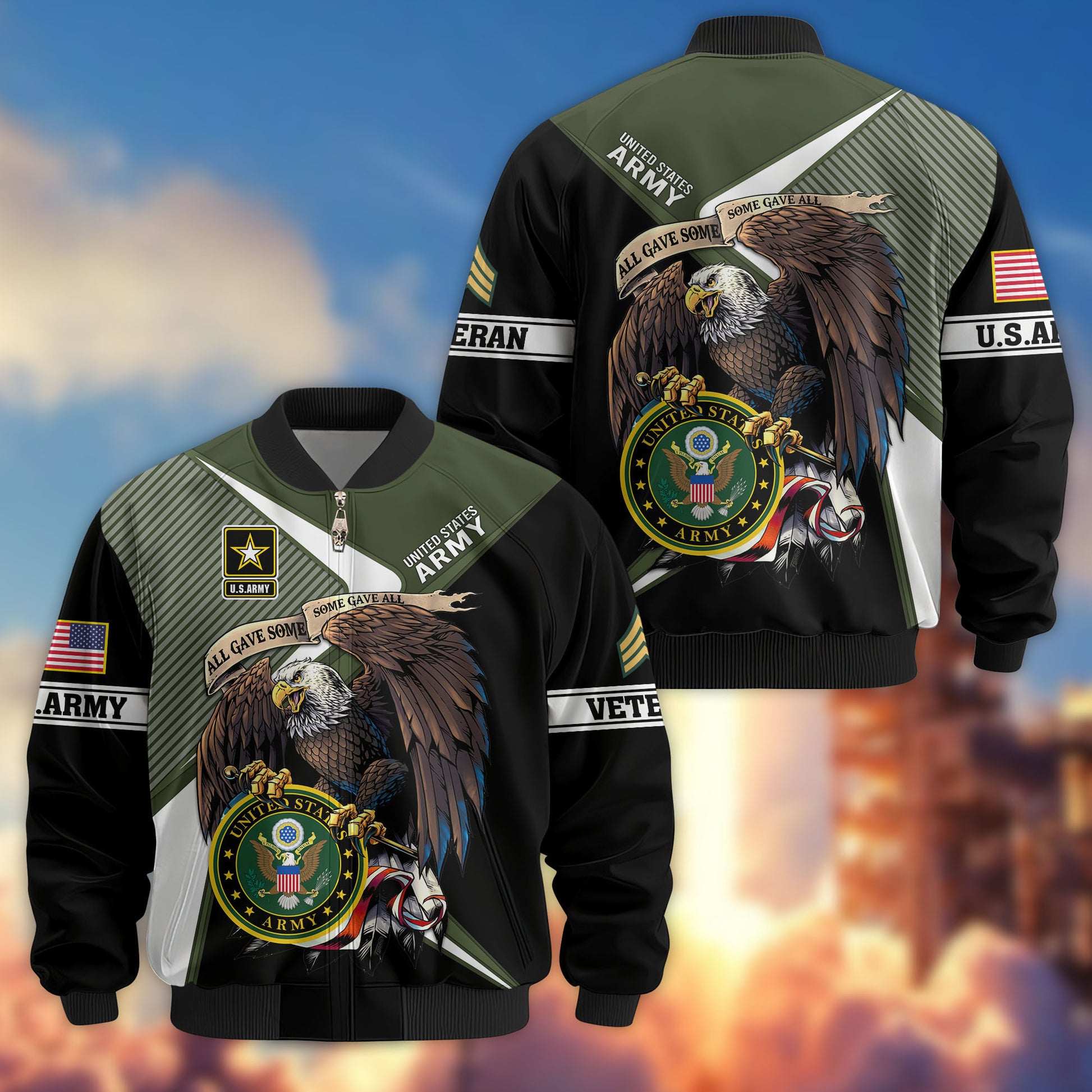 Premium Custom US Army Veteran Bomber Jacket VPVC804701, Gifts For US Army Veteran, Gifts On Father's Day, Veterans Day.