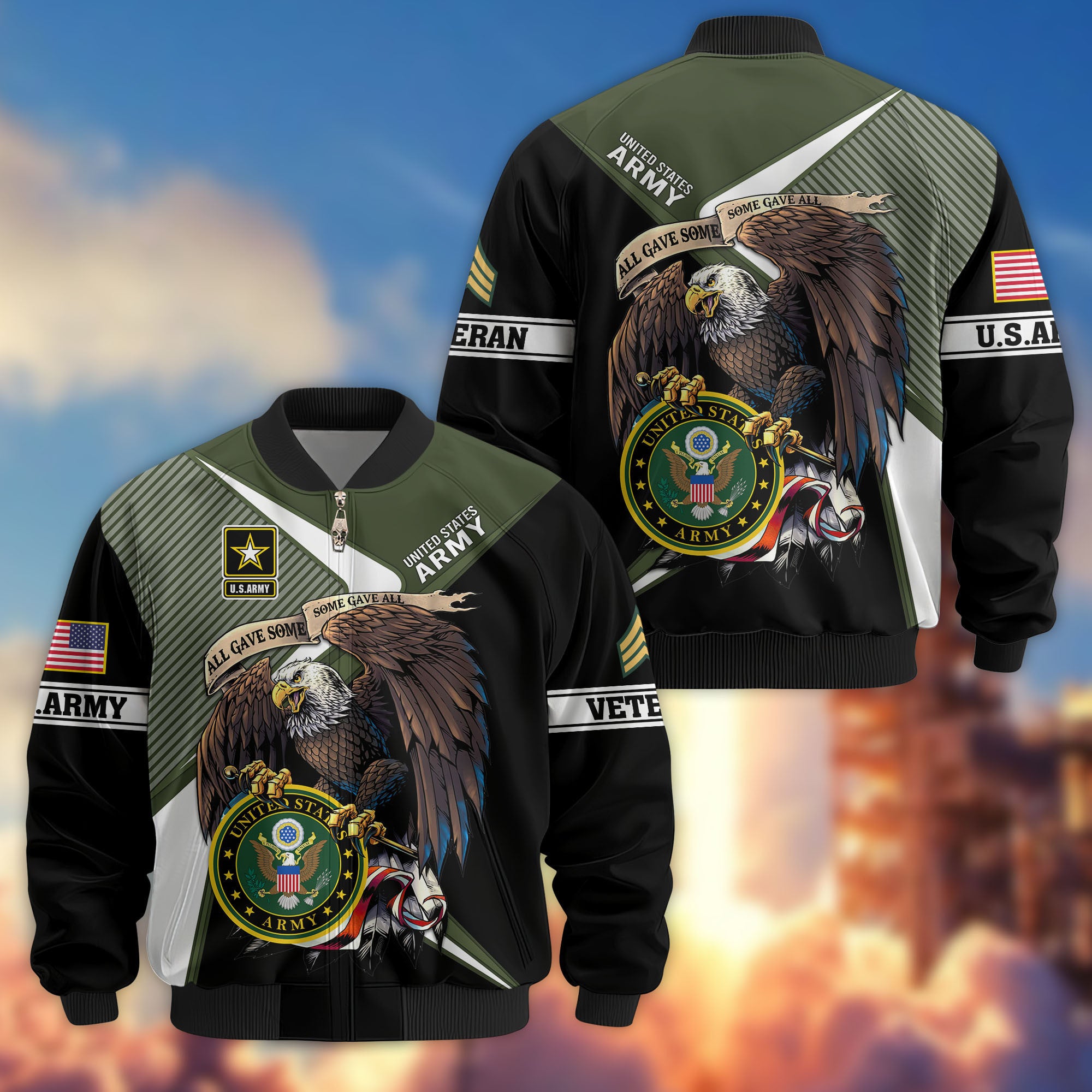 Premium Custom US Army Veteran Bomber Jacket VPVC804701, Gifts For US Army Veteran, Gifts On Father's Day, Veterans Day.