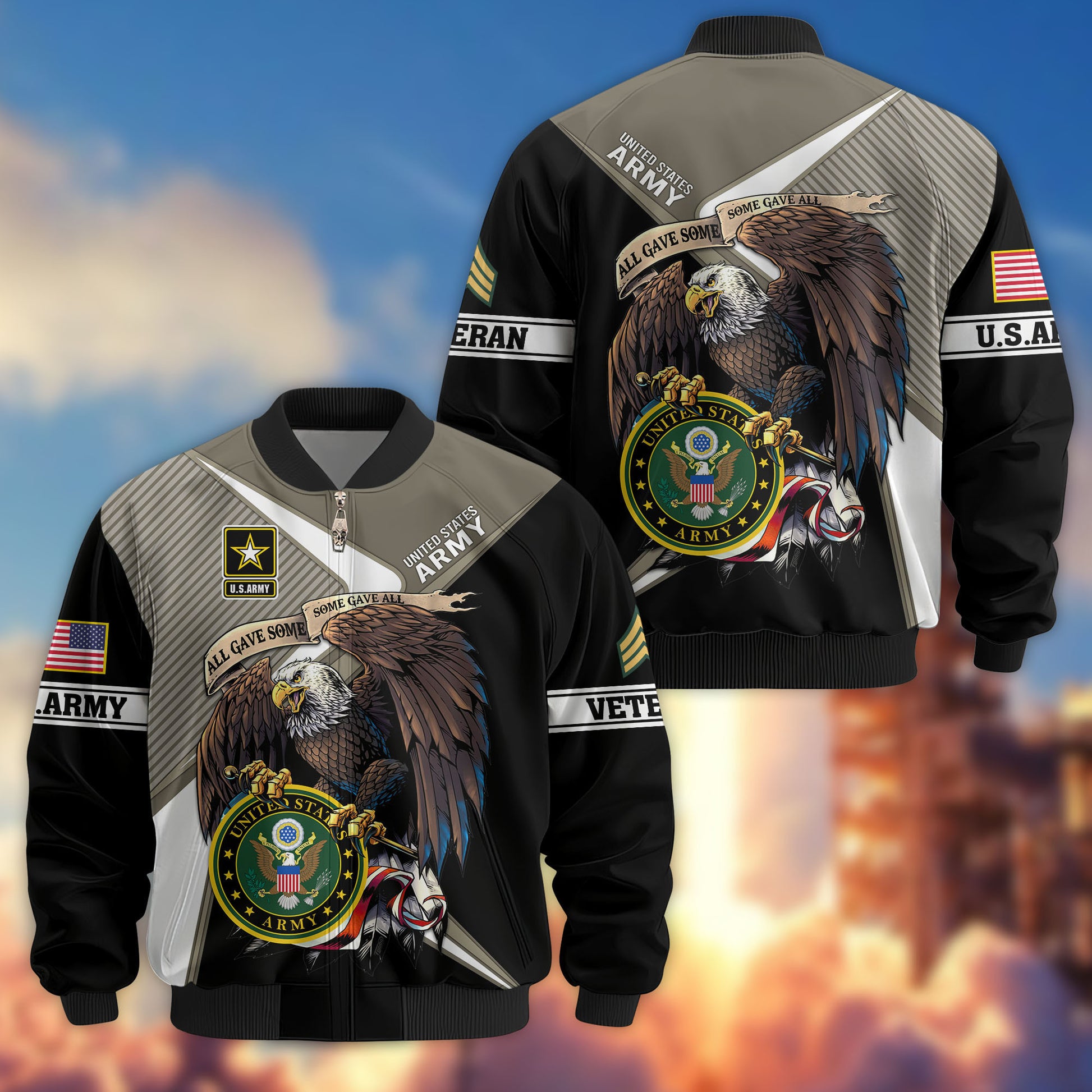 Premium Custom US Army Veteran Bomber Jacket VPVC804710, Gifts For US Army Veteran, Gifts On Father's Day, Veterans Day.