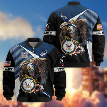 Premium Custom US Navy Veteran Bomber Jacket VPVC804702, Gifts For US Navy Veteran, Gifts On Father's Day, Veterans Day.