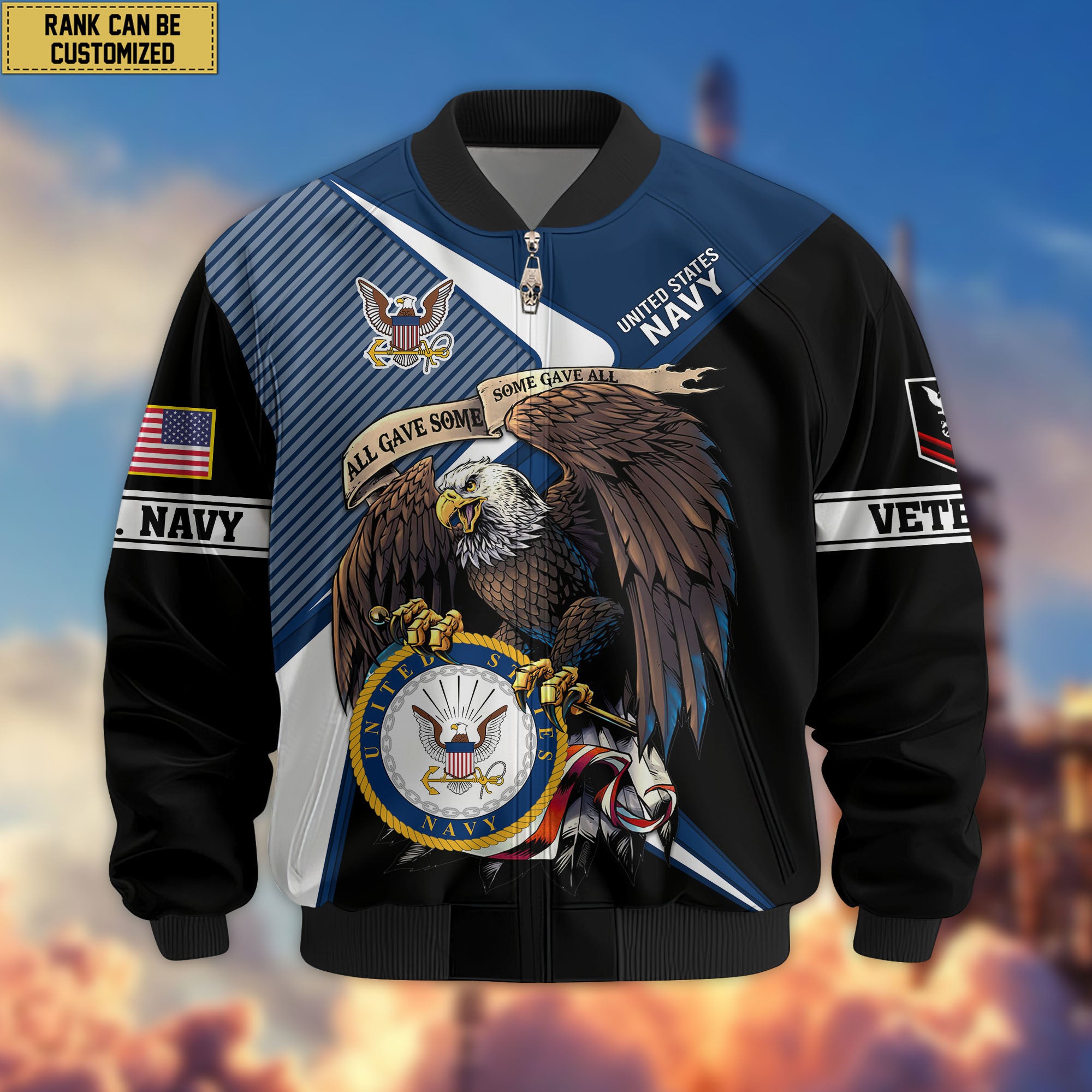 Premium Custom US Navy Veteran Bomber Jacket VPVC804702, Gifts For US Navy Veteran, Gifts On Father's Day, Veterans Day.