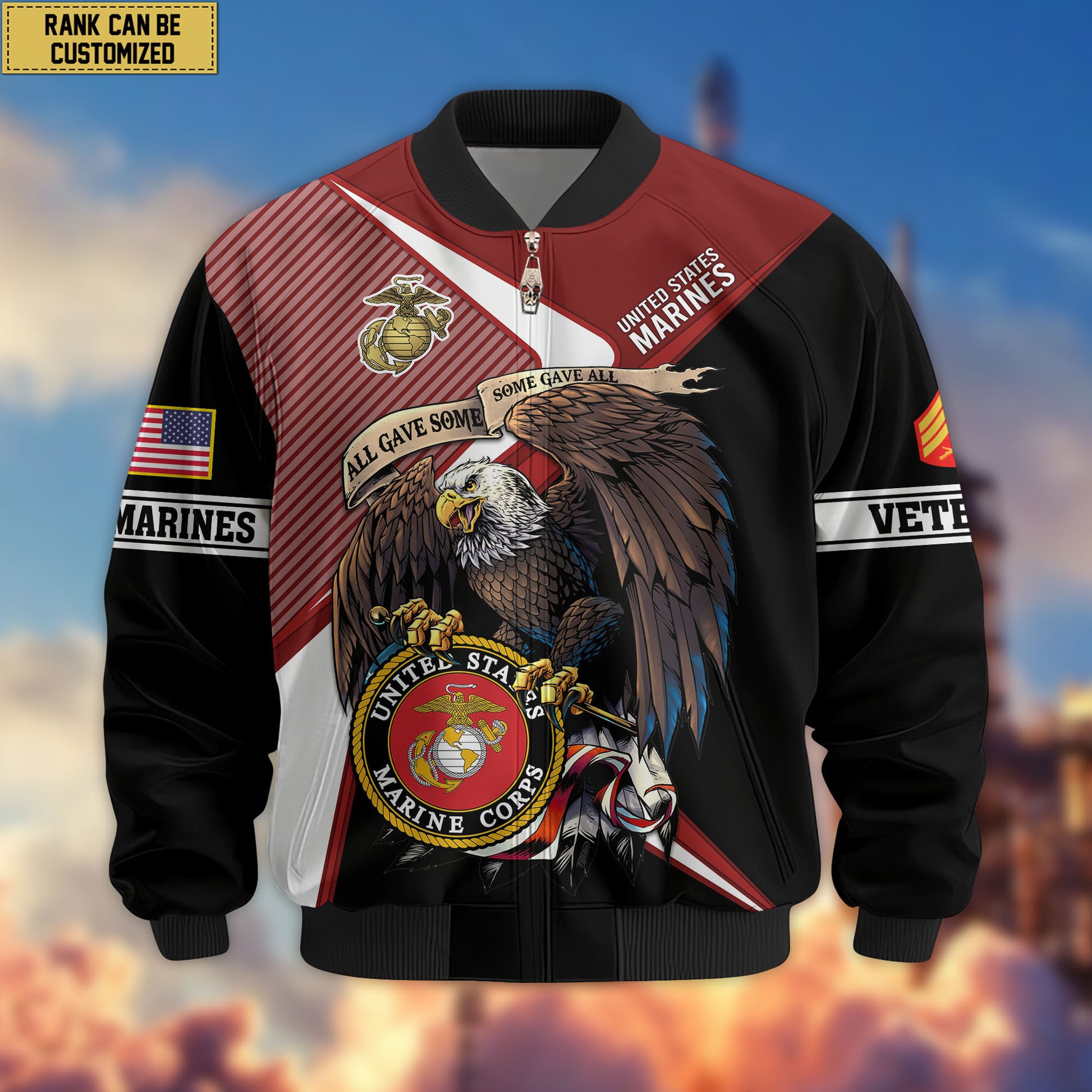 Premium Custom USMC Veteran Bomber Jacket VPVC804703, Gifts For US Marine Veteran, Gifts On Father's Day, Veterans Day.