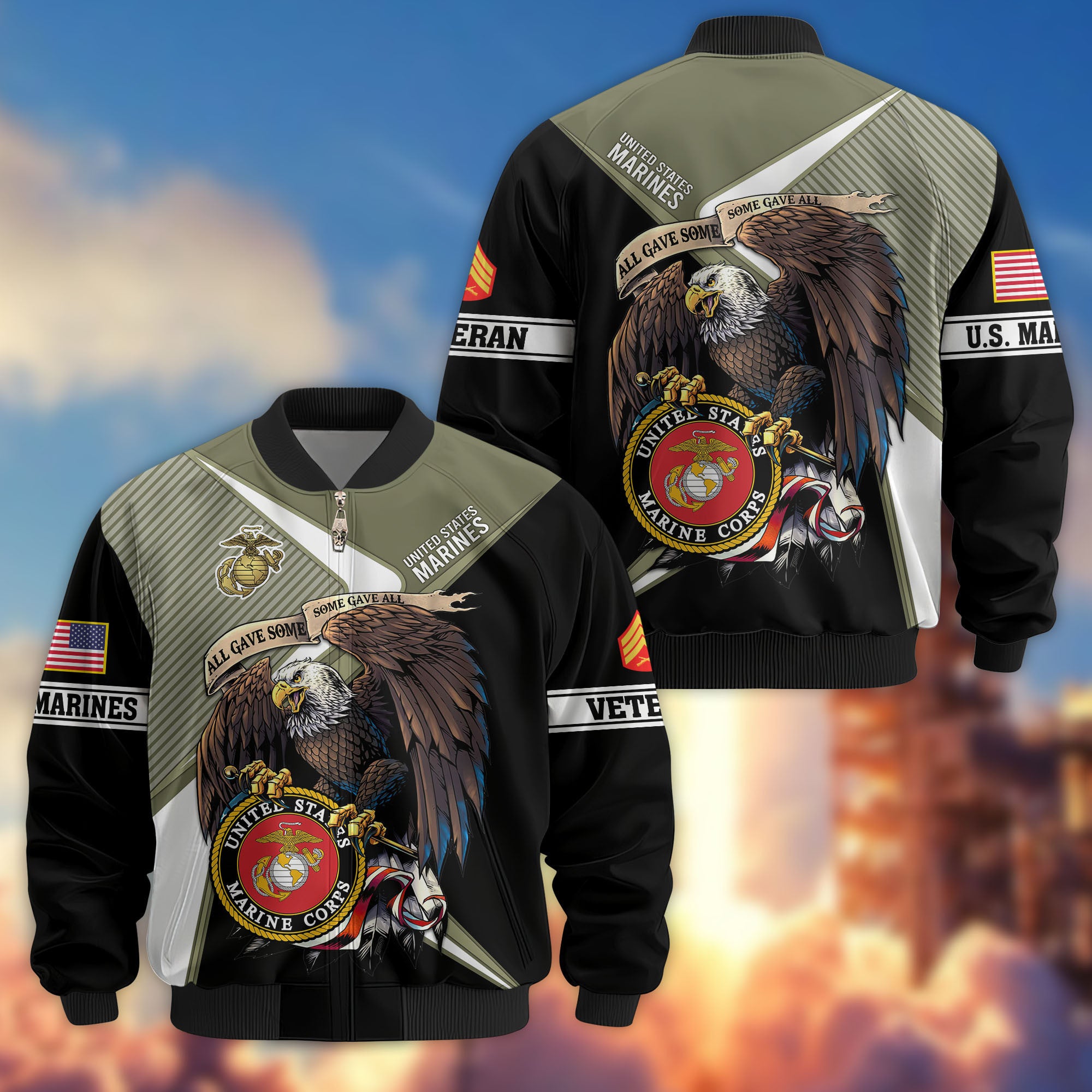 Premium Custom USMC Veteran Bomber Jacket VPVC804711, Gifts For US Marine Veteran, Gifts On Father's Day, Veterans Day.