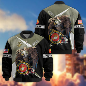 Premium Custom USMC Veteran Bomber Jacket VPVC804711, Gifts For US Marine Veteran, Gifts On Father's Day, Veterans Day.