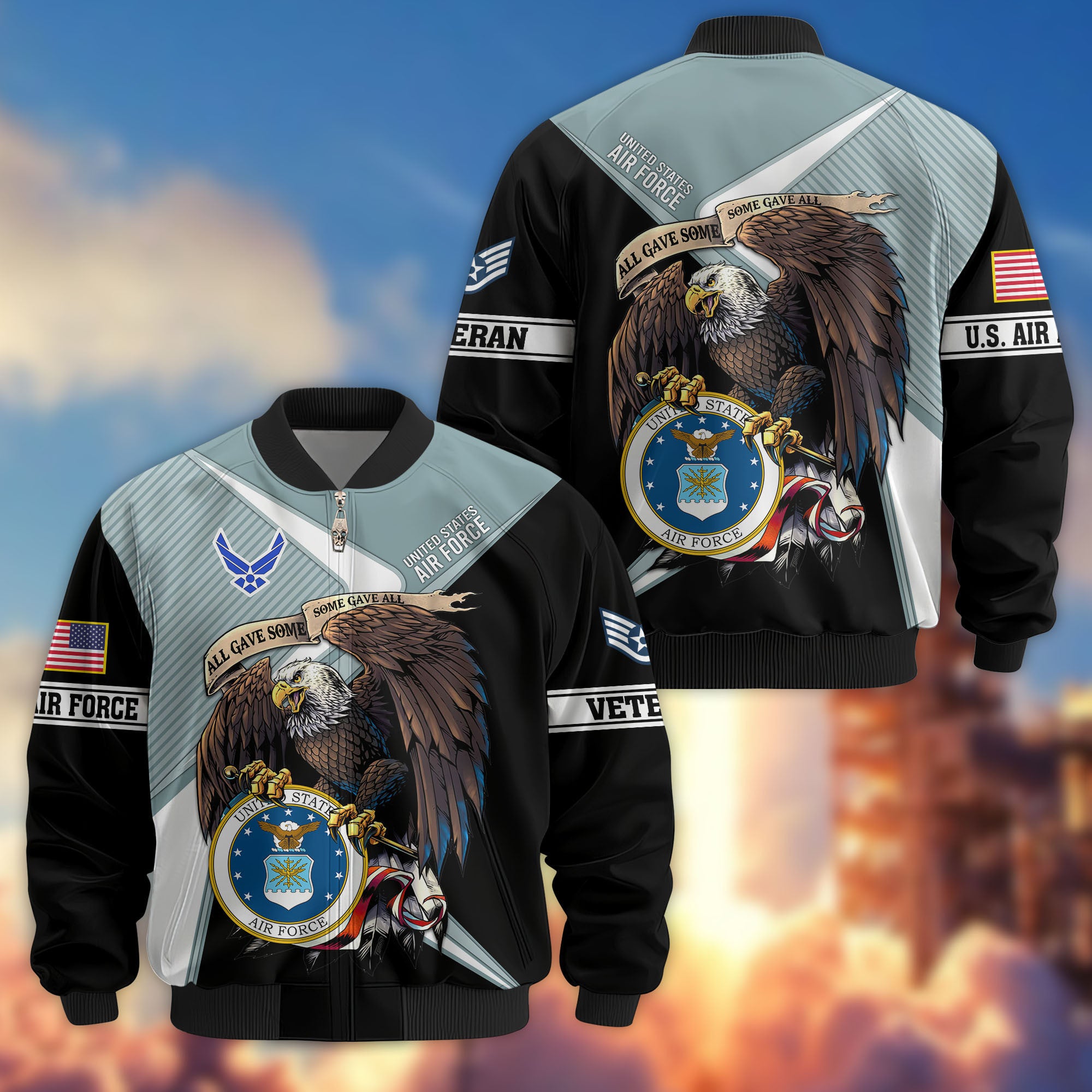 Premium Custom USAF Veteran Bomber Jacket VPVC804704, Gifts For US Air Force Veteran, Gifts On Father's Day, Veterans Day.