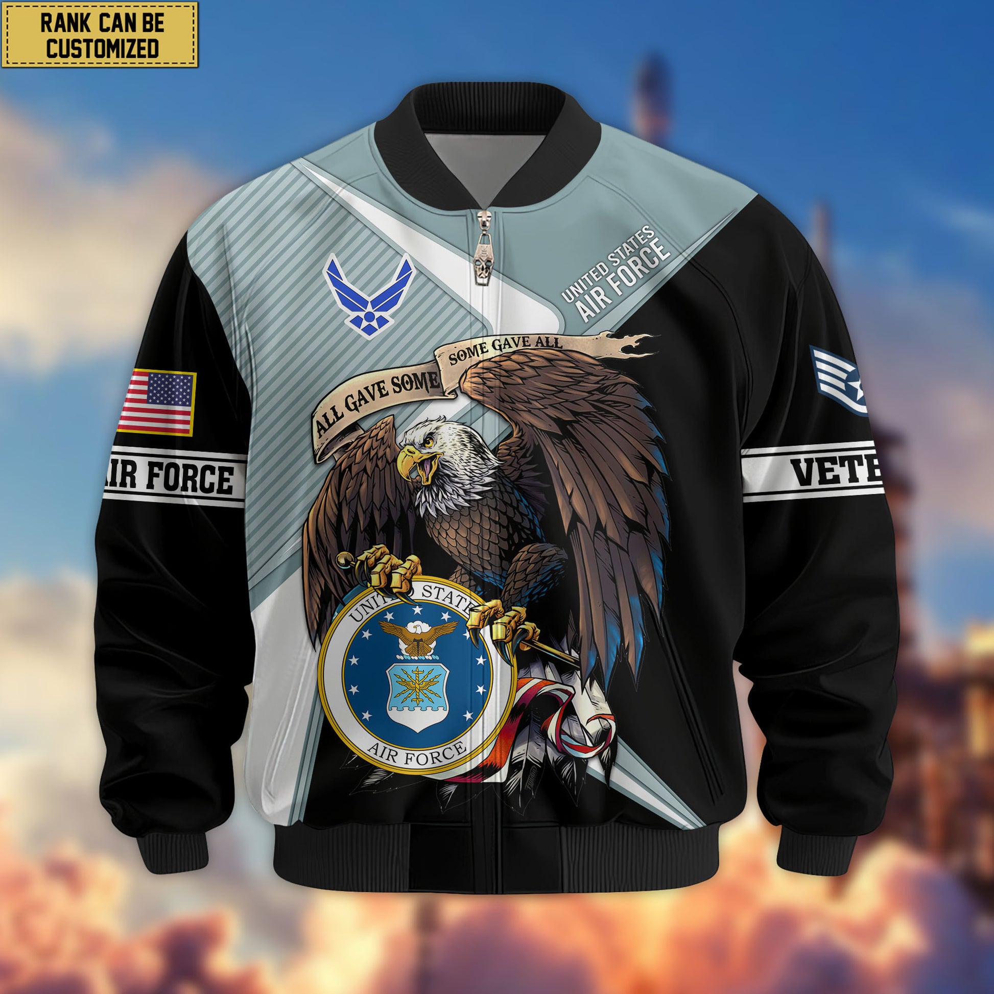 Premium Custom USAF Veteran Bomber Jacket VPVC804704, Gifts For US Air Force Veteran, Gifts On Father's Day, Veterans Day.