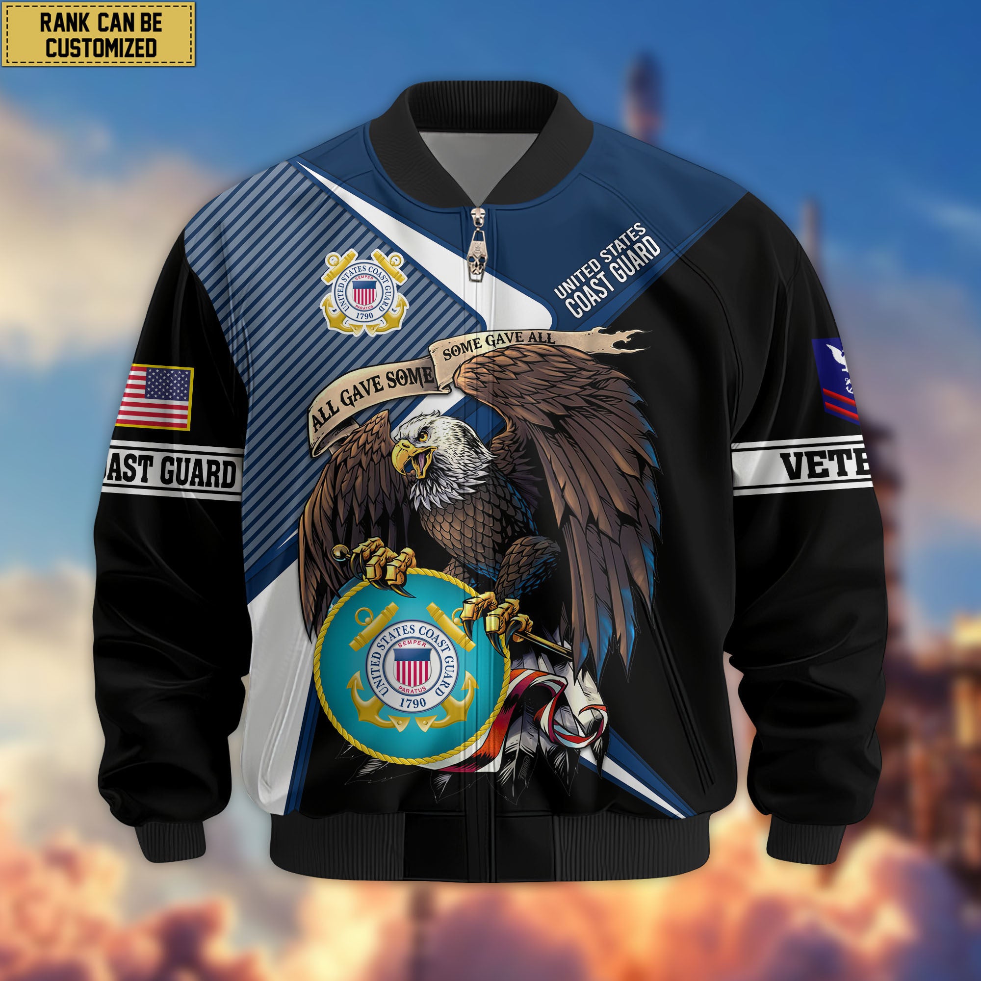 Premium Custom USCG Veteran Bomber Jacket VPVC804705, Gifts For Coast Guard Veteran, Gifts On Father's Day, Veterans Day.