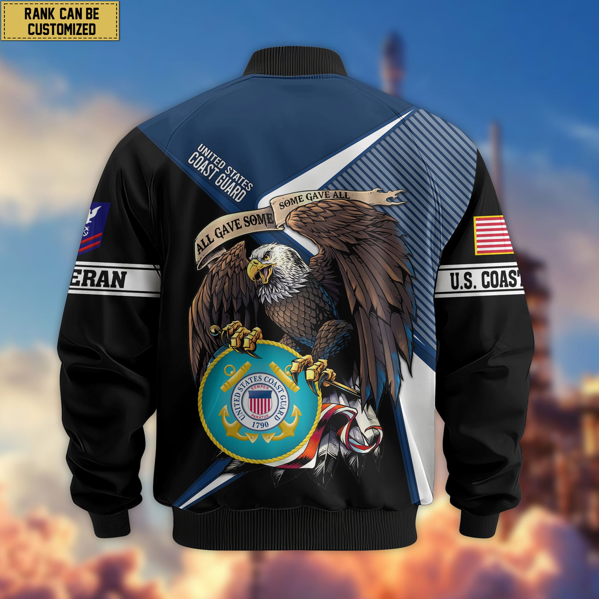 Premium Custom USCG Veteran Bomber Jacket VPVC804705, Gifts For Coast Guard Veteran, Gifts On Father's Day, Veterans Day.