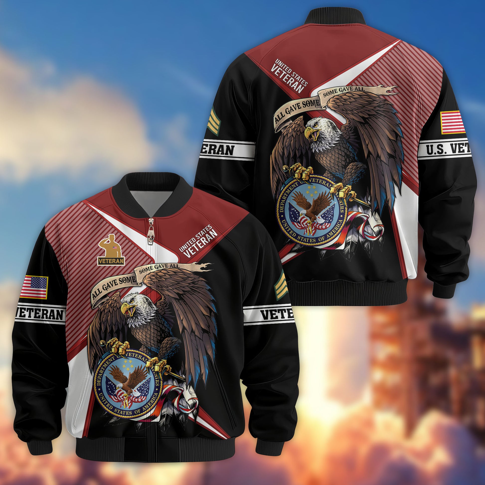 Premium Custom US Veteran Bomber Jacket VPVC804707, Gifts For US Veteran, Gifts On Father's Day, Veterans Day.
