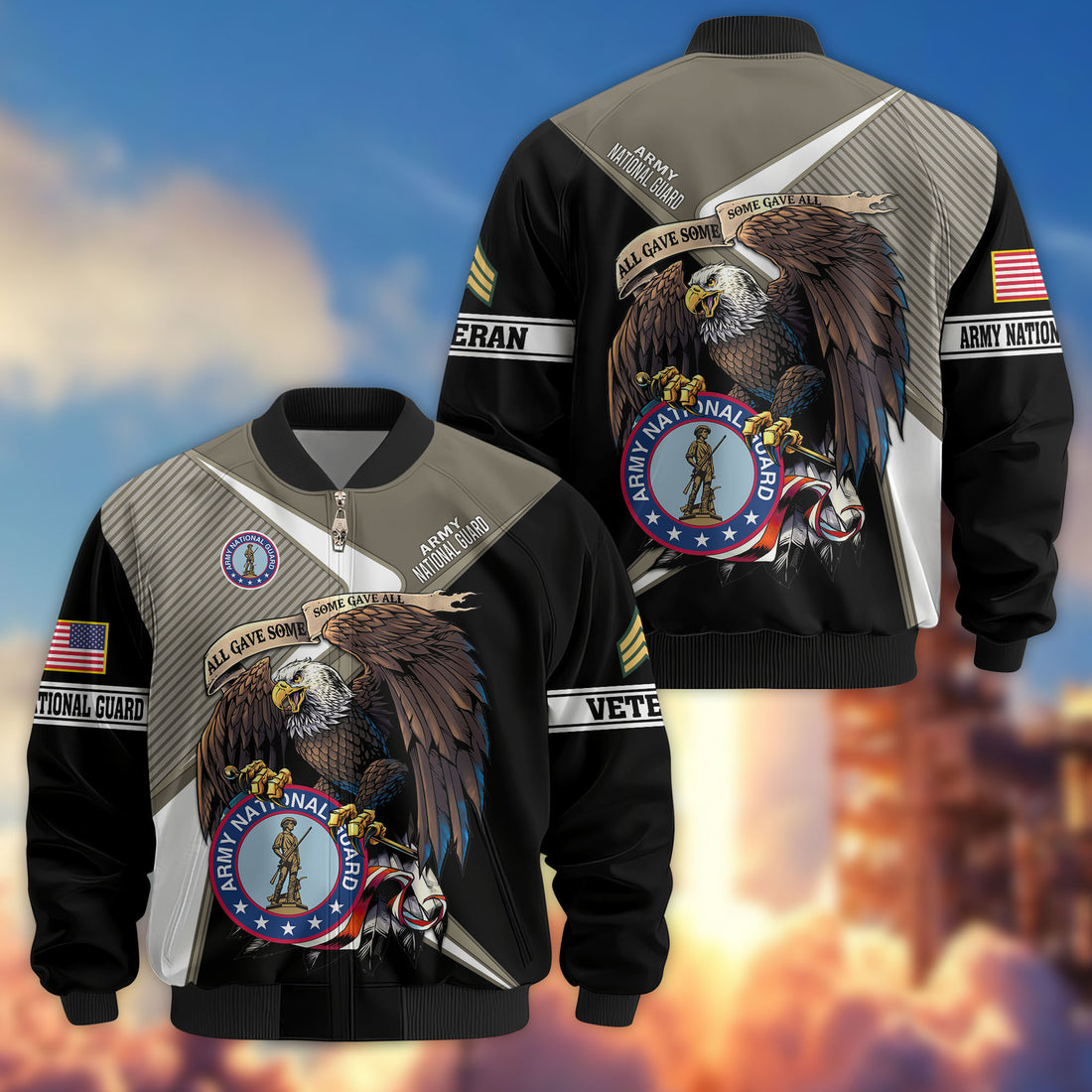 Premium Custom US Army National Guard Veteran Bomber Jacket VPVC804708, Gifts For Army National Guard Veteran, Gifts On Father's Day, Veterans Day.