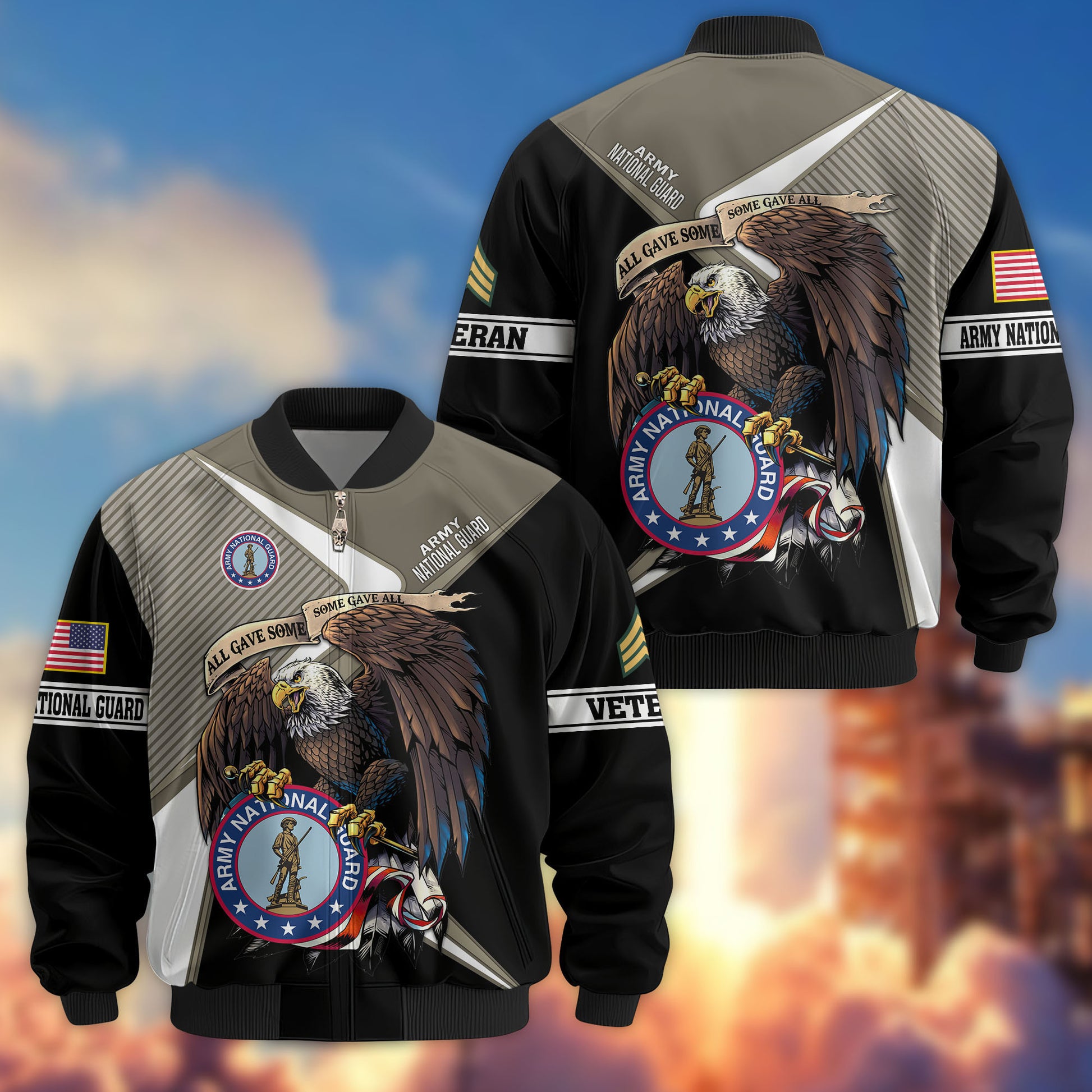 Premium Custom US Army National Guard Veteran Bomber Jacket VPVC804708, Gifts For Army National Guard Veteran, Gifts On Father's Day, Veterans Day.