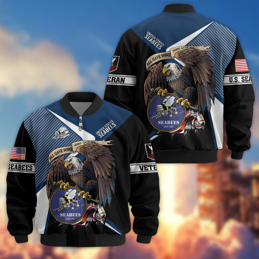 Premium Custom US Seabees Bomber Jacket VPVC804709, Gifts For Seabees Veteran, Gifts On Father's Day, Veterans Day.
