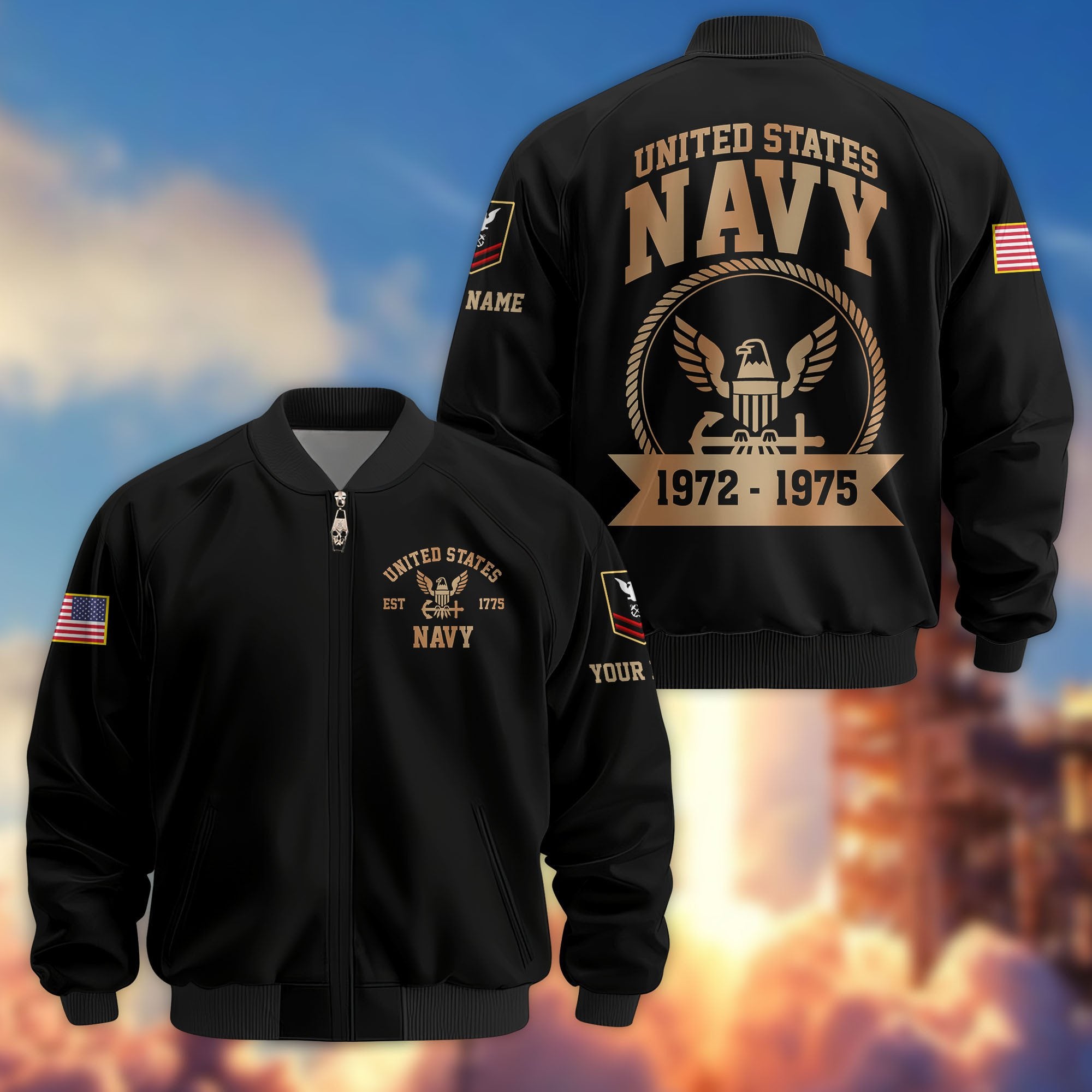 Premium Custom US Navy Veteran Bomber Jacket VPVC804802, Gifts For US Navy Veteran, Gifts On Father's Day, Veterans Day.