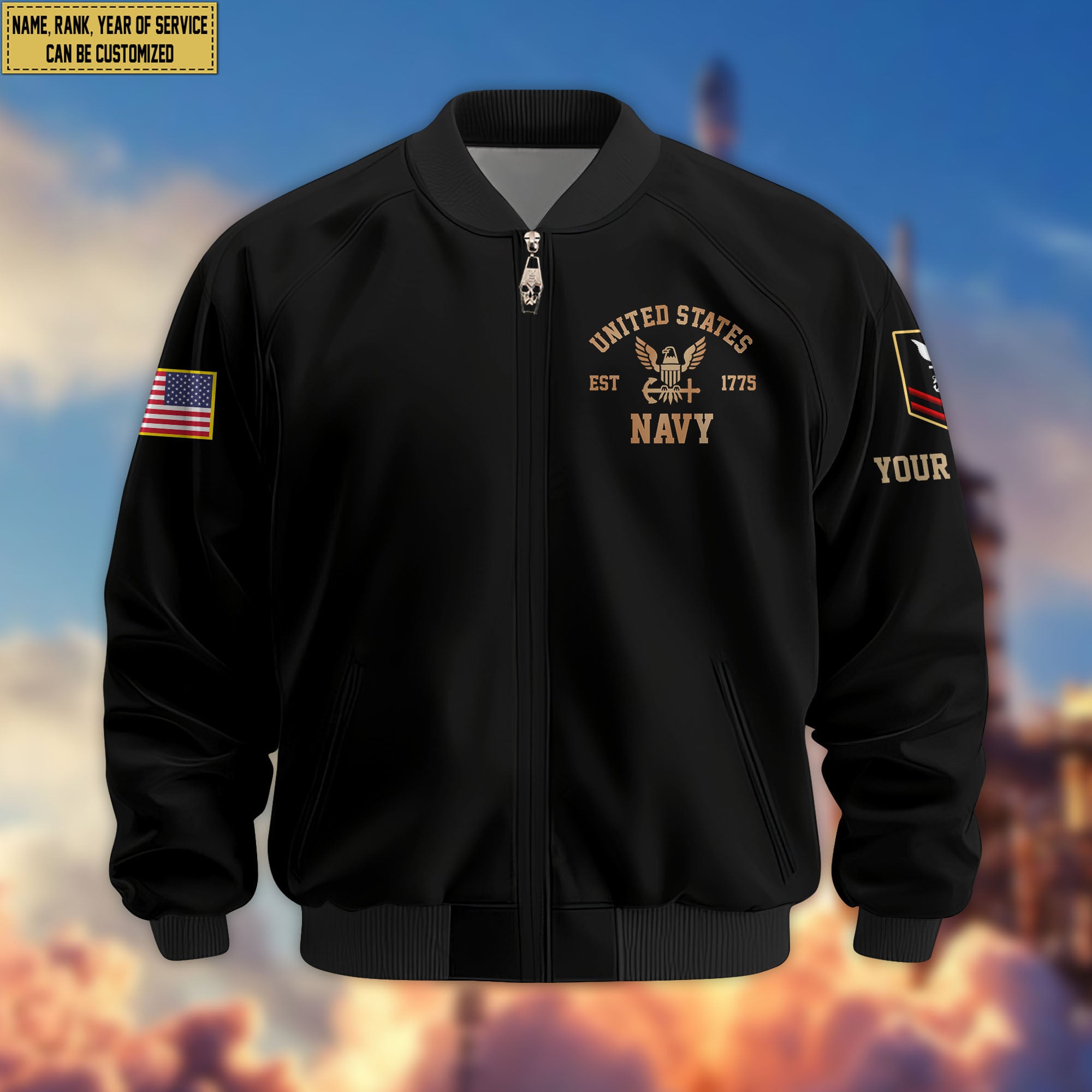 Premium Custom US Navy Veteran Bomber Jacket VPVC804802, Gifts For US Navy Veteran, Gifts On Father's Day, Veterans Day.