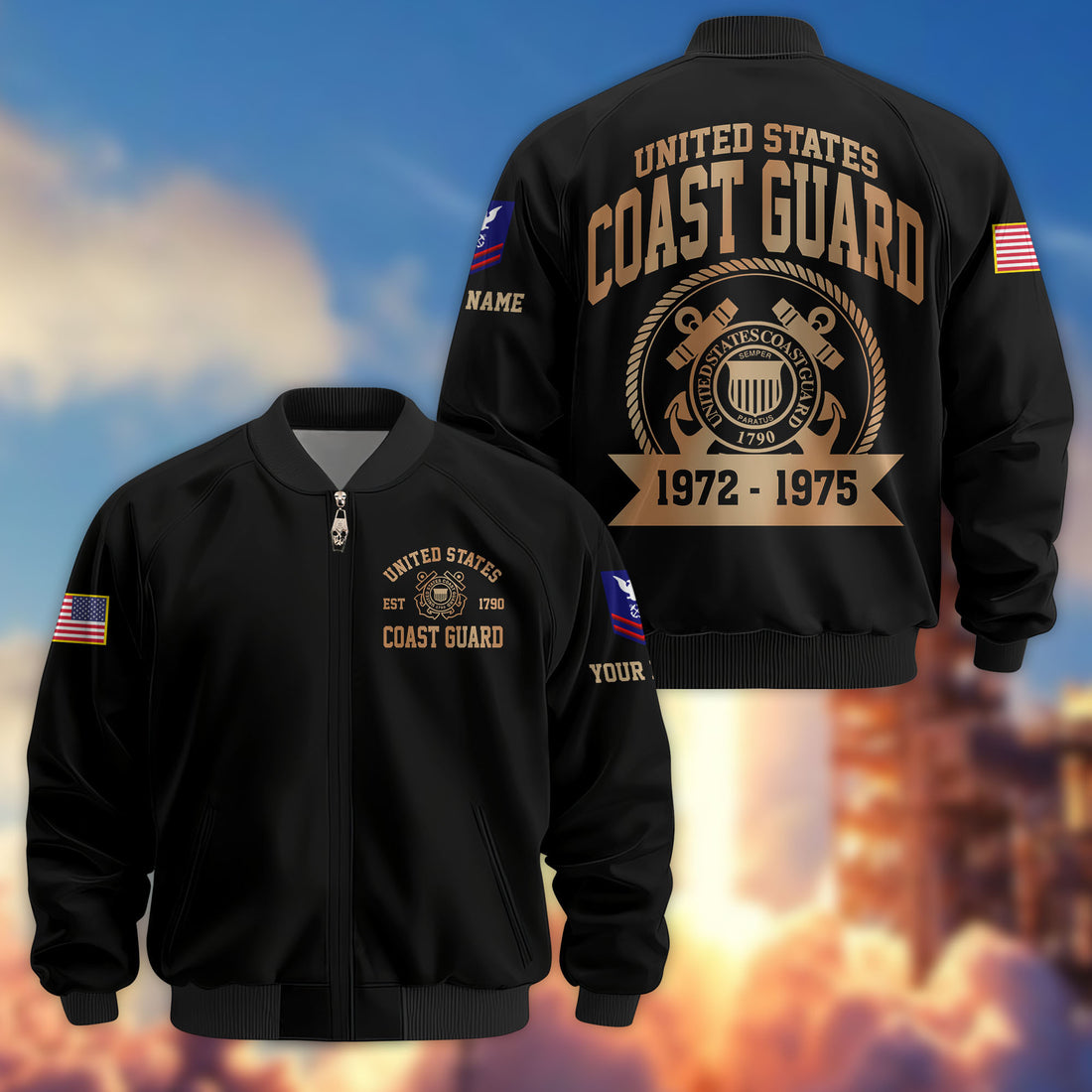 Premium Custom USCG Veteran Bomber Jacket VPVC804805, Gifts For Coast Guard Veteran, Gifts On Father's Day, Veterans Day.
