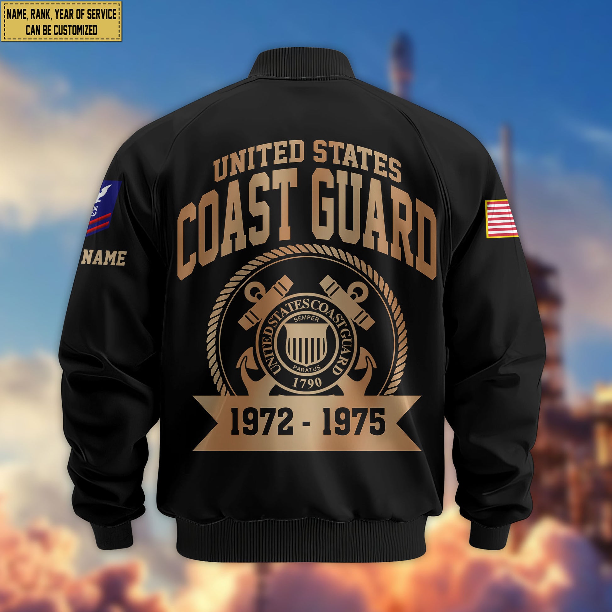 Premium Custom USCG Veteran Bomber Jacket VPVC804805, Gifts For Coast Guard Veteran, Gifts On Father's Day, Veterans Day.