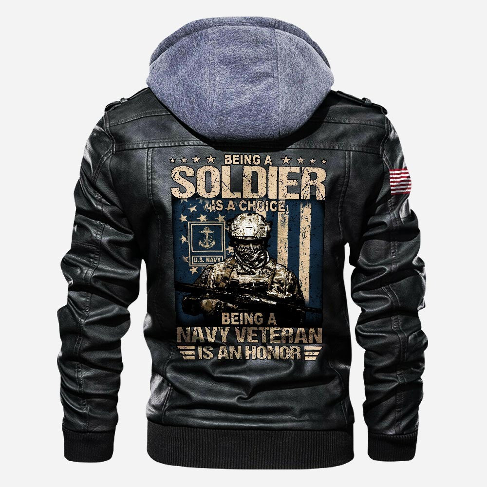 Premium US Navy Leather Jacket VPVC702231, Gifts For Navy Veteran, Gifts On Father's Day, Veterans Day.