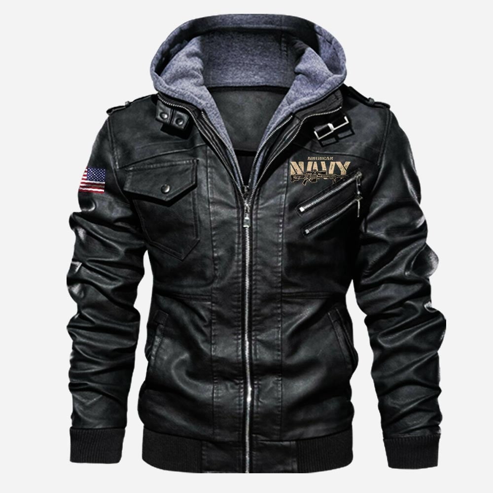 Premium US Navy Leather Jacket VPVC702231, Gifts For Navy Veteran, Gifts On Father's Day, Veterans Day.