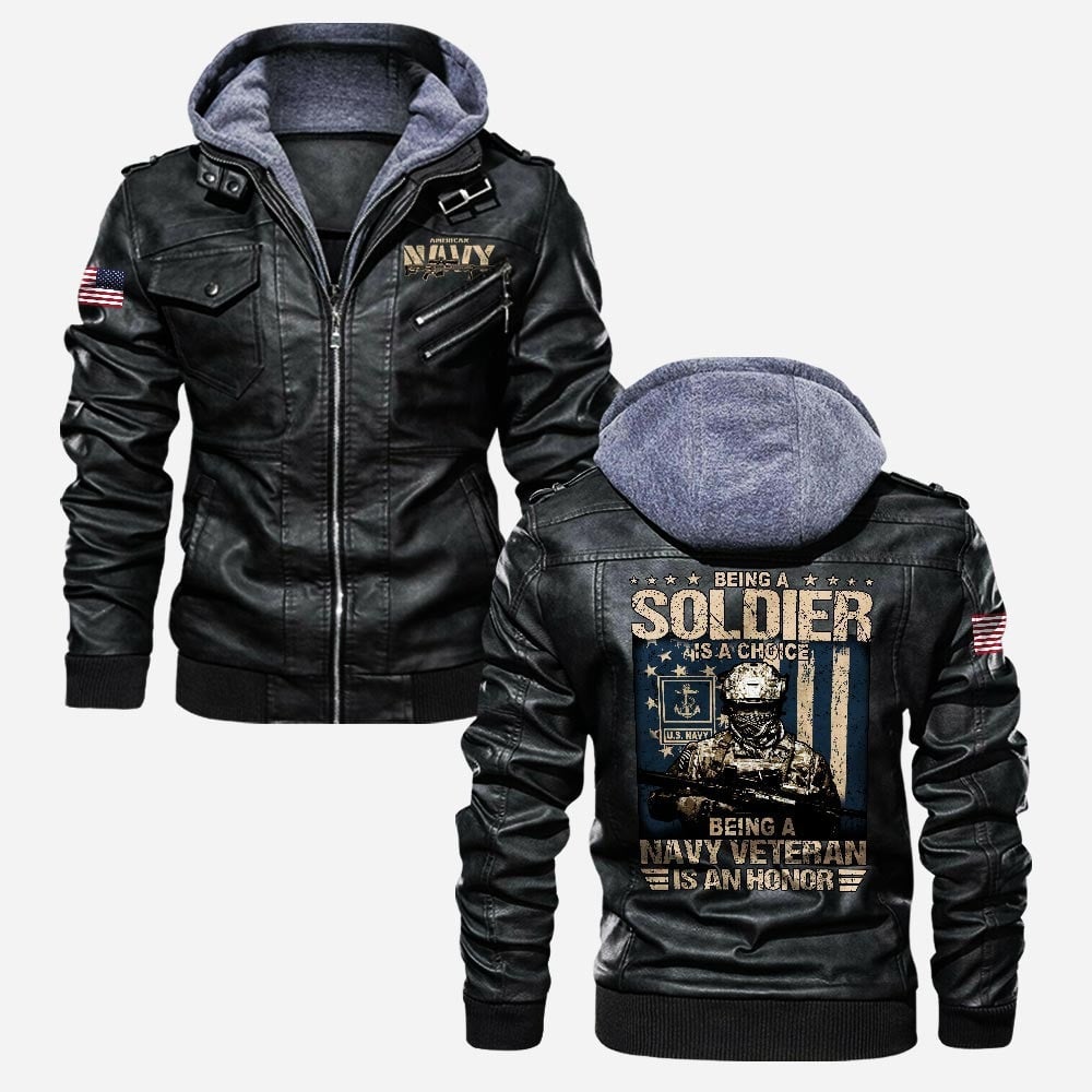 Premium US Navy Leather Jacket VPVC702231, Gifts For Navy Veteran, Gifts On Father's Day, Veterans Day.