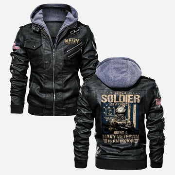 Premium US Navy Leather Jacket VPVC702231, Gifts For Navy Veteran, Gifts On Father's Day, Veterans Day.