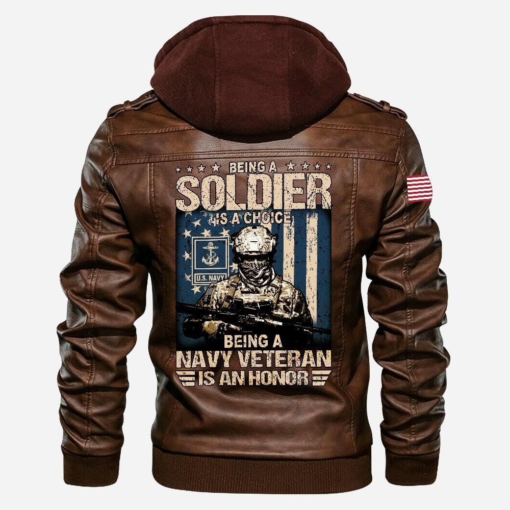 Premium US Navy Leather Jacket VPVC702232, Gifts For Navy Veteran, Gifts On Father's Day, Veterans Day.