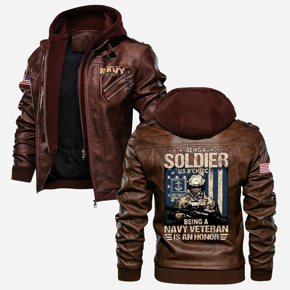 Premium US Navy Leather Jacket VPVC702232, Gifts For Navy Veteran, Gifts On Father's Day, Veterans Day.