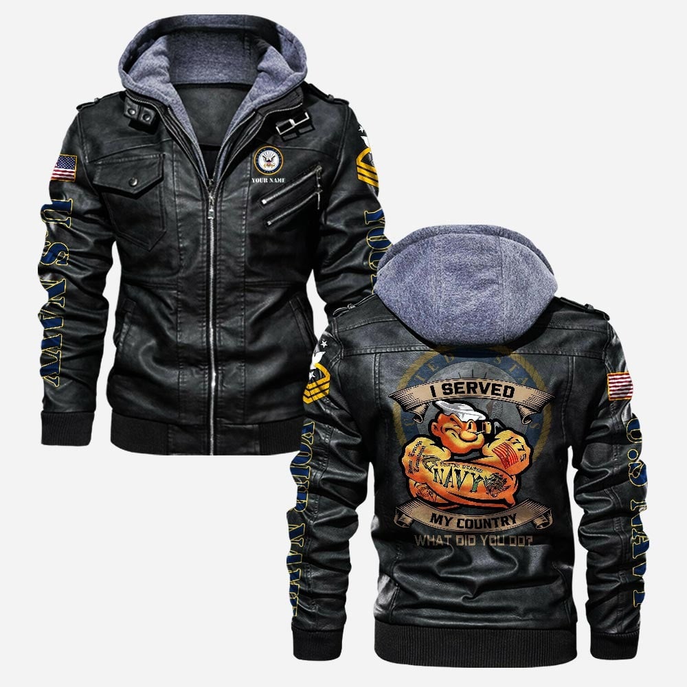 Premium Custom US Navy Leather Jacket VPVC702237, Gifts For Navy Veteran, Gifts On Father's Day, Veterans Day.