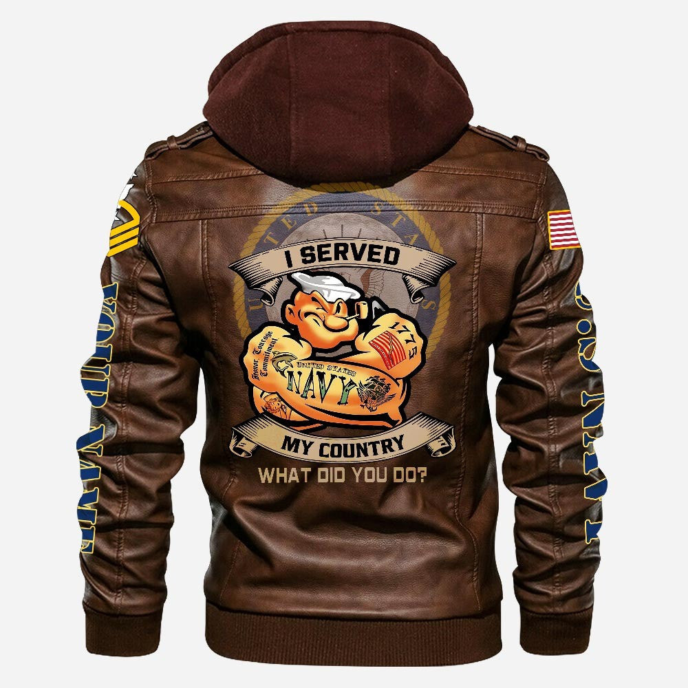 Premium Custom US Navy Leather Jacket VPVC702238, Gifts For Navy Veteran, Gifts On Father's Day, Veterans Day.
