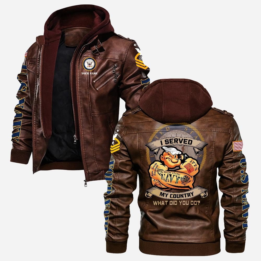 Premium Custom US Navy Leather Jacket VPVC702238, Gifts For Navy Veteran, Gifts On Father's Day, Veterans Day.