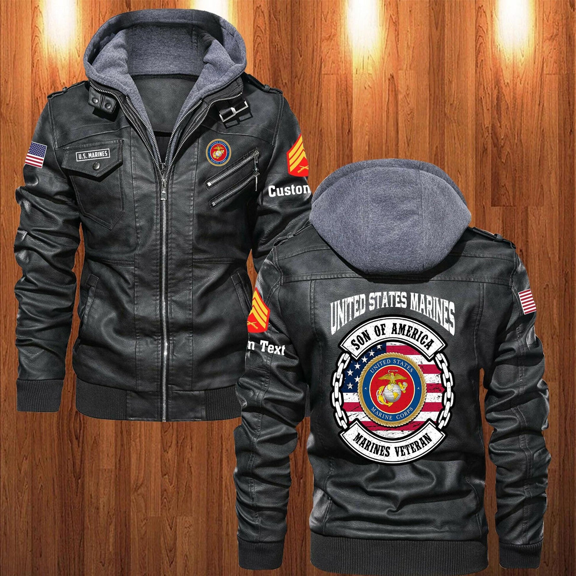 Premium Custom USMC Leather Jacket VPVC702241, Gifts For Marine Veteran, Gifts On Father's Day, Veterans Day.