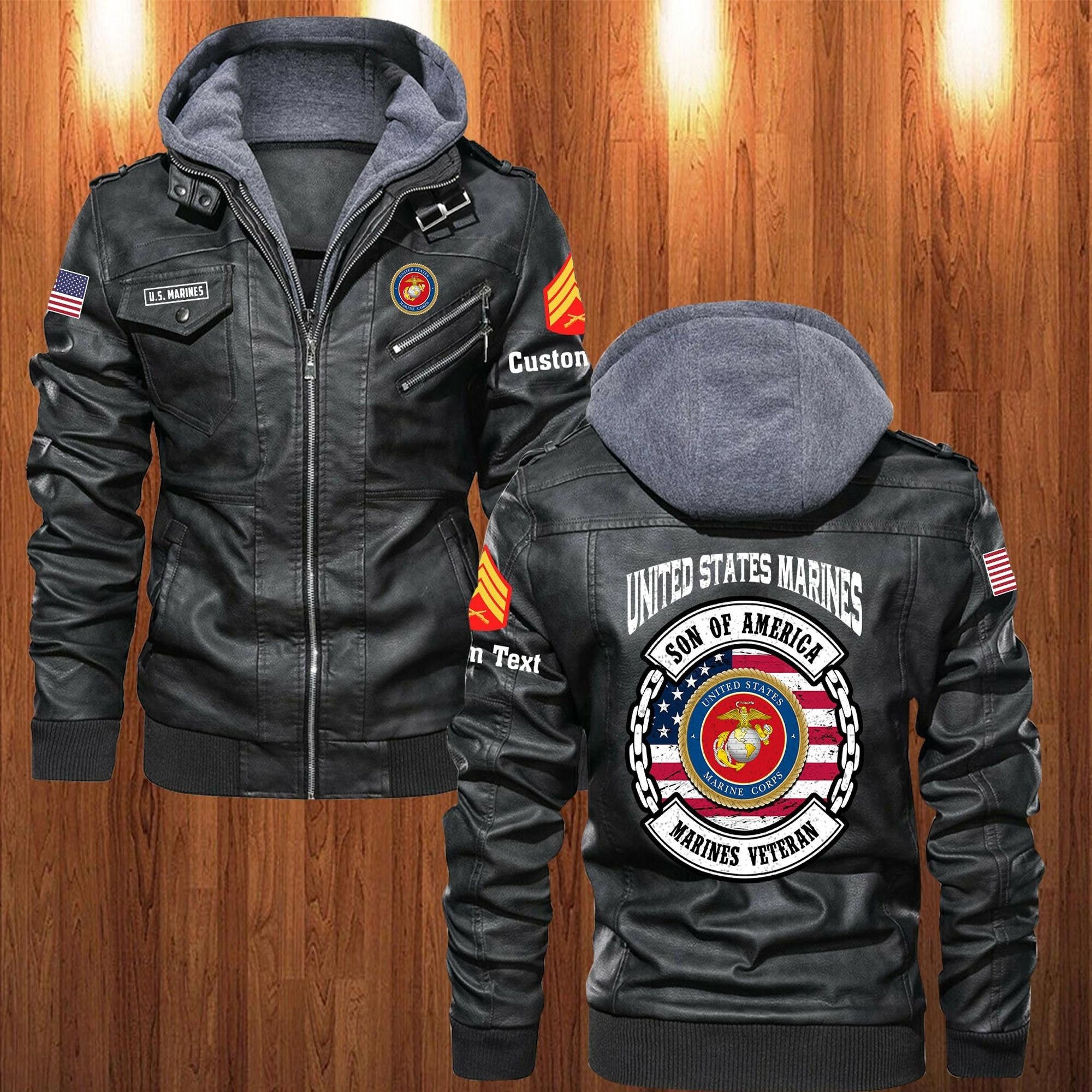Premium Custom USMC Leather Jacket VPVC702241, Gifts For Marine Veteran, Gifts On Father's Day, Veterans Day.