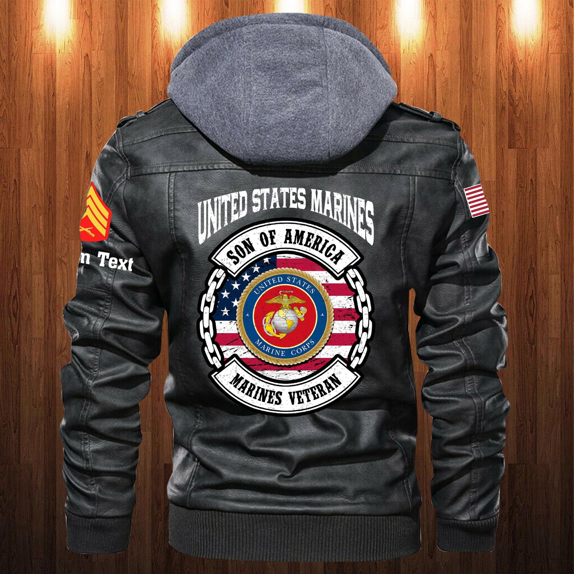 Premium Custom USMC Leather Jacket VPVC702241, Gifts For Marine Veteran, Gifts On Father's Day, Veterans Day.