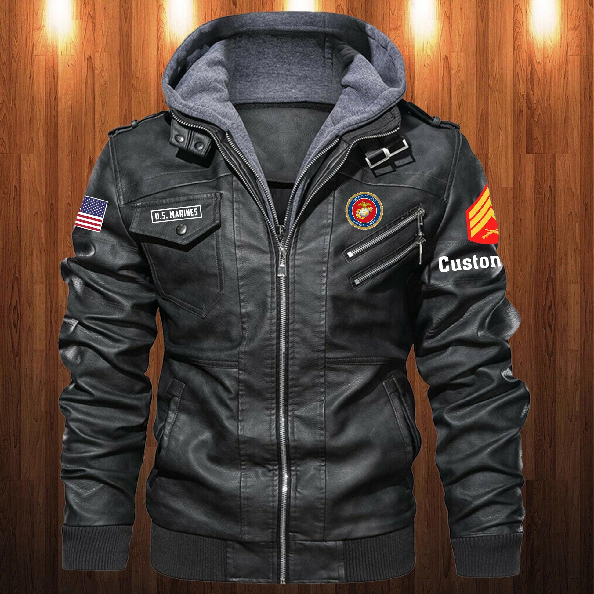Premium Custom USMC Leather Jacket VPVC702241, Gifts For Marine Veteran, Gifts On Father's Day, Veterans Day.