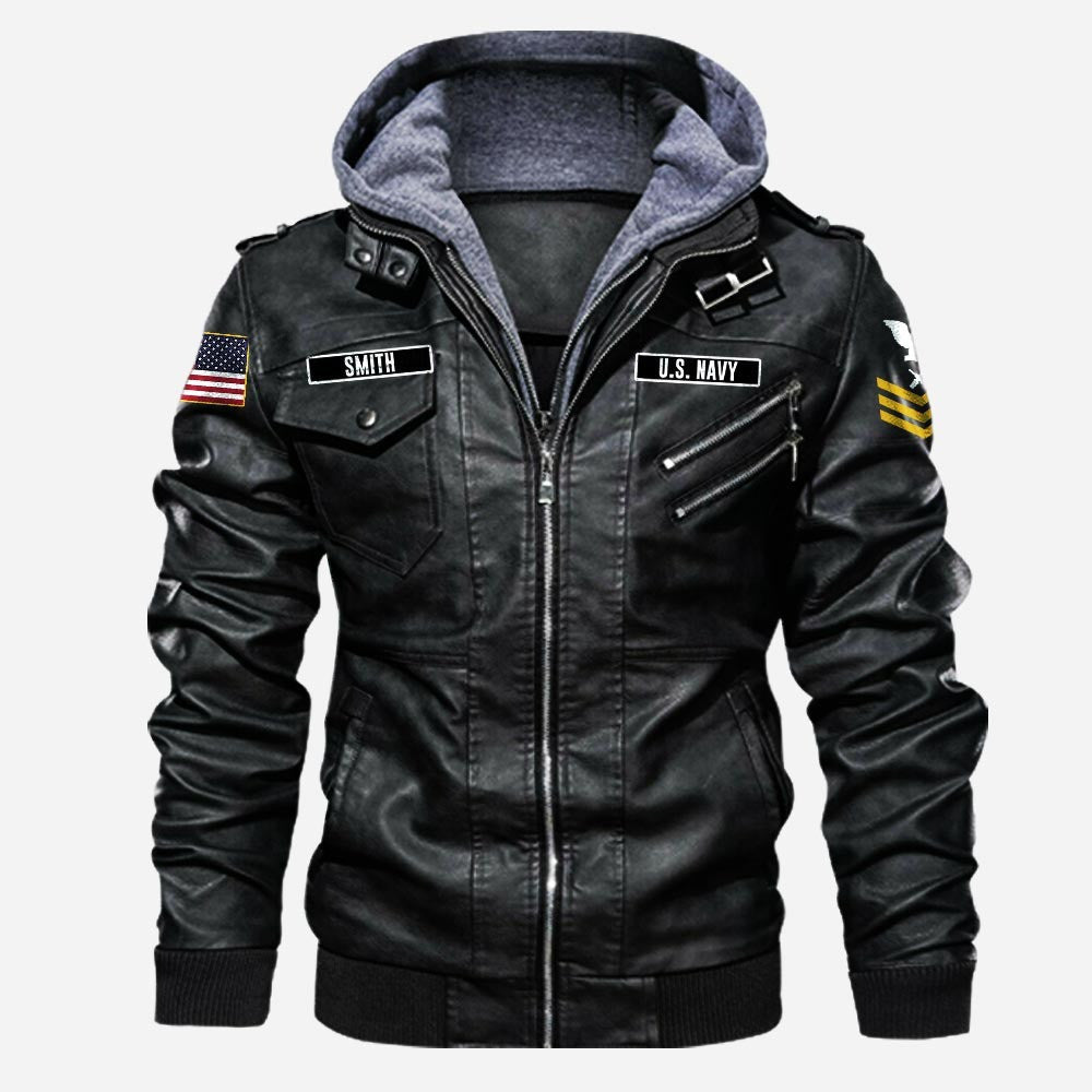 Premium Custom US Navy Leather Jacket VPVC702243, Gifts For Navy Veteran, Gifts On Father's Day, Veterans Day.