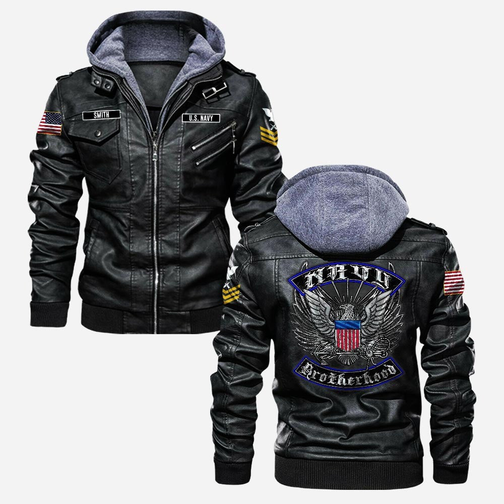 Premium Custom US Navy Leather Jacket VPVC702243, Gifts For Navy Veteran, Gifts On Father's Day, Veterans Day.