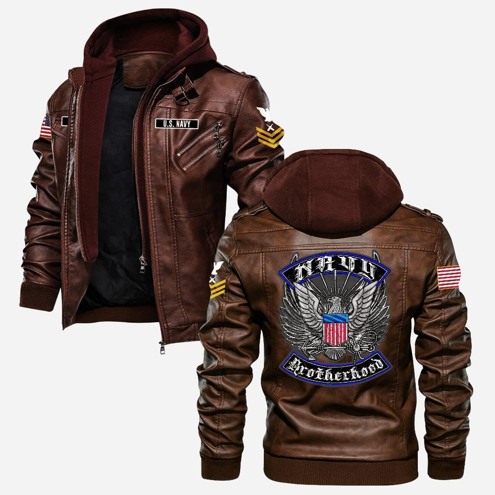 Premium Custom US Navy Leather Jacket VPVC702244, Gifts For Navy Veteran, Gifts On Father's Day, Veterans Day.