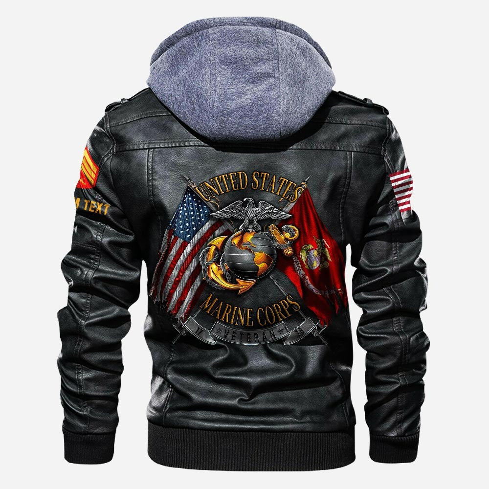 Premium Custom USMC Leather Jacket VPVC702245, Gifts For Marine Veteran, Gifts On Father's Day, Veterans Day.