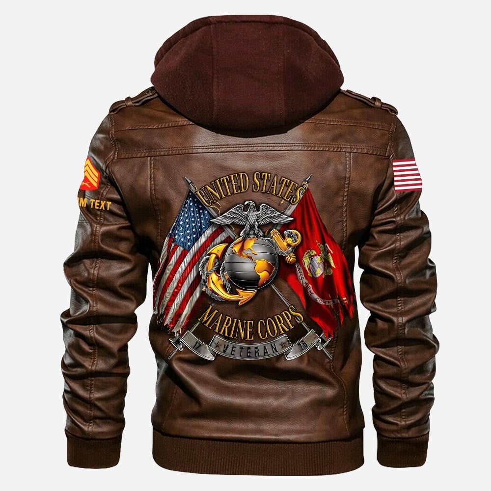 Premium Custom USMC Leather Jacket VPVC702246, Gifts For Marine Veteran, Gifts On Father's Day, Veterans Day.