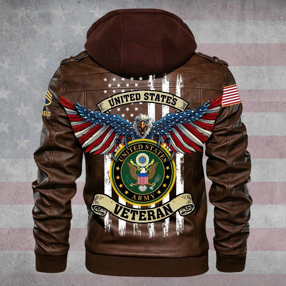 Premium Custom US Army Leather Jacket VPVC702256, Gifts For Army Veteran, Gifts On Father's Day, Veterans Day.