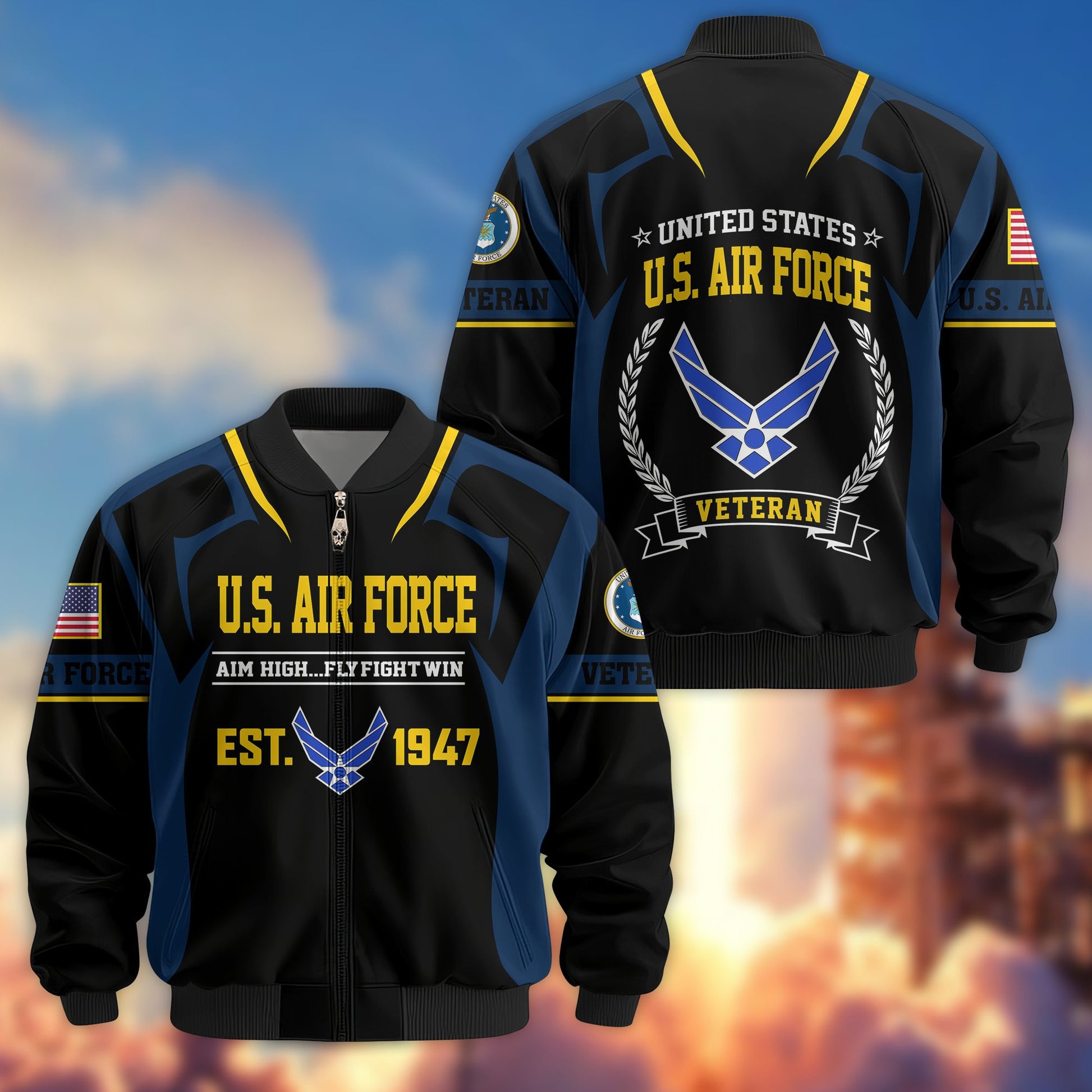 Premium US Veterans Bomber Jacket BPHN030913, Gifts For US Veterans, Gifts On Father's Day, Veterans Day.