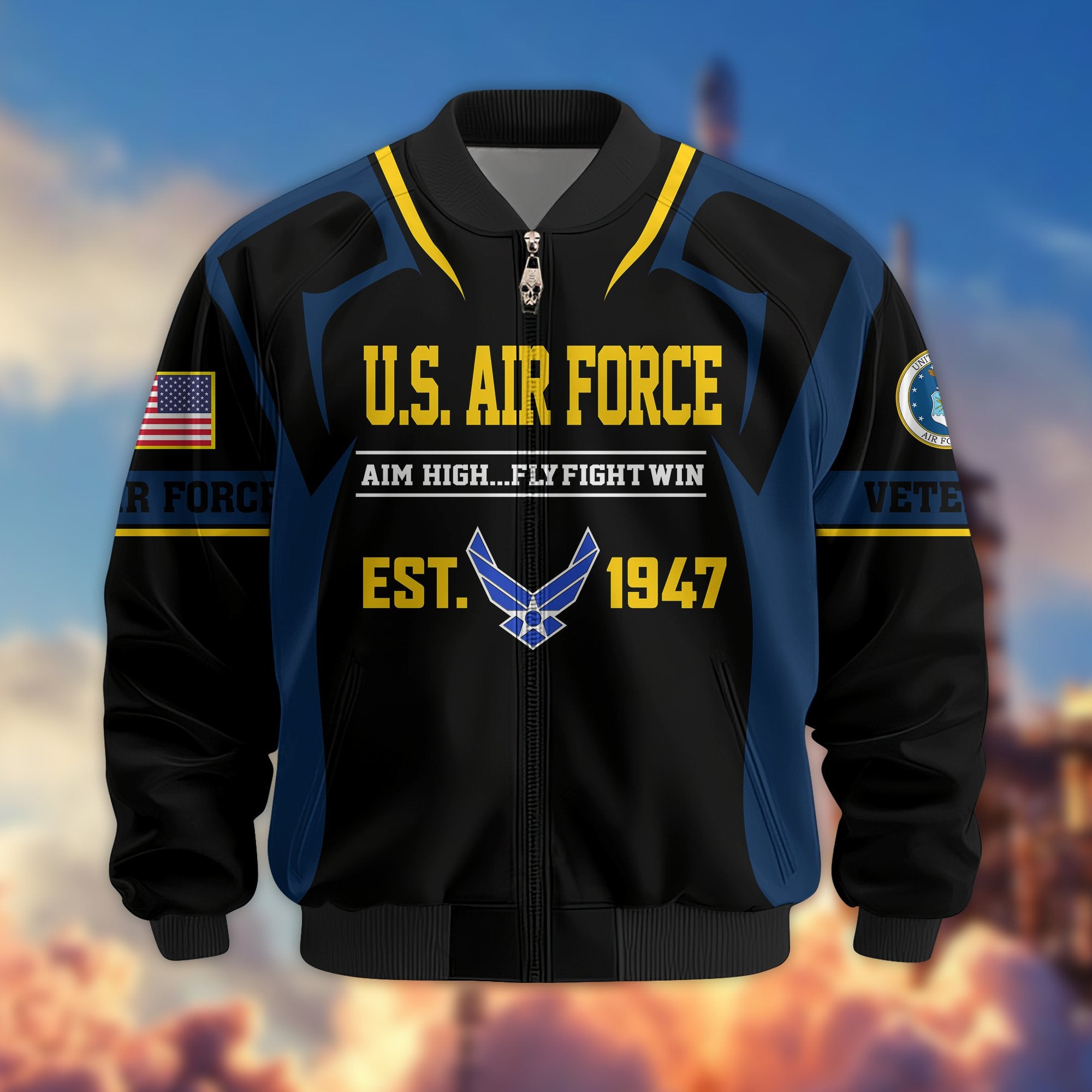 Premium US Veterans Bomber Jacket BPHN030913, Gifts For US Veterans, Gifts On Father's Day, Veterans Day.