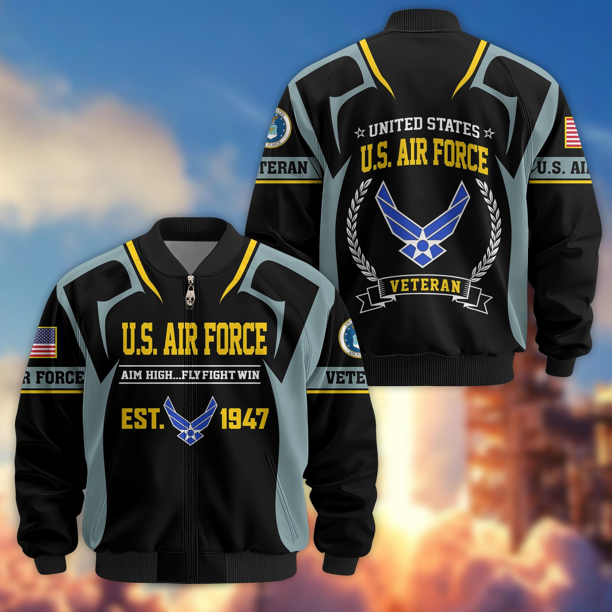 Premium US Veterans Bomber Jacket BPHN030913, Gifts For US Veterans, Gifts On Father's Day, Veterans Day.