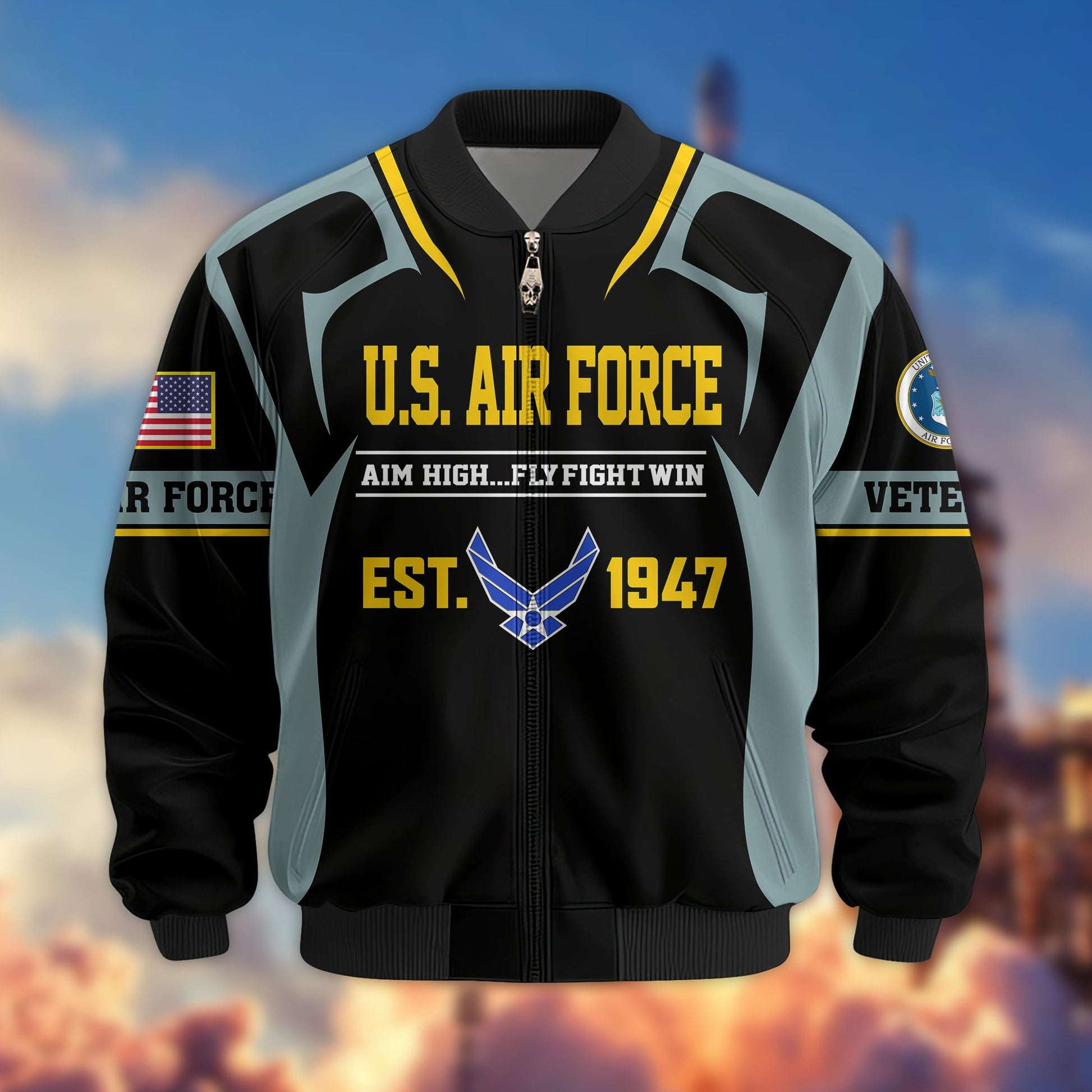 Premium US Veterans Bomber Jacket BPHN030913, Gifts For US Veterans, Gifts On Father's Day, Veterans Day.