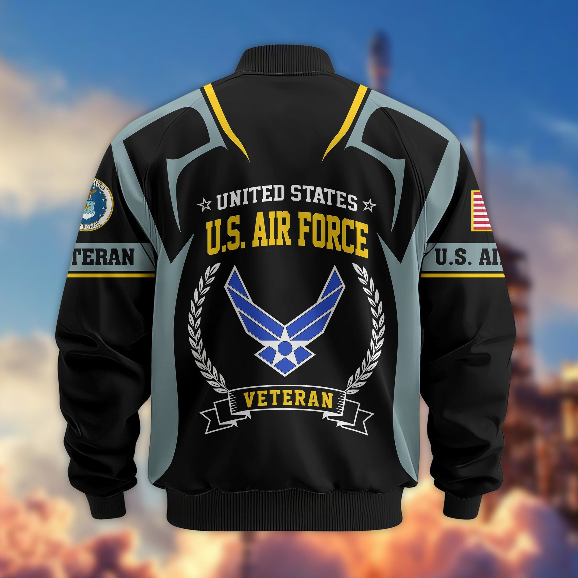 Premium US Veterans Bomber Jacket BPHN030913, Gifts For US Veterans, Gifts On Father's Day, Veterans Day.
